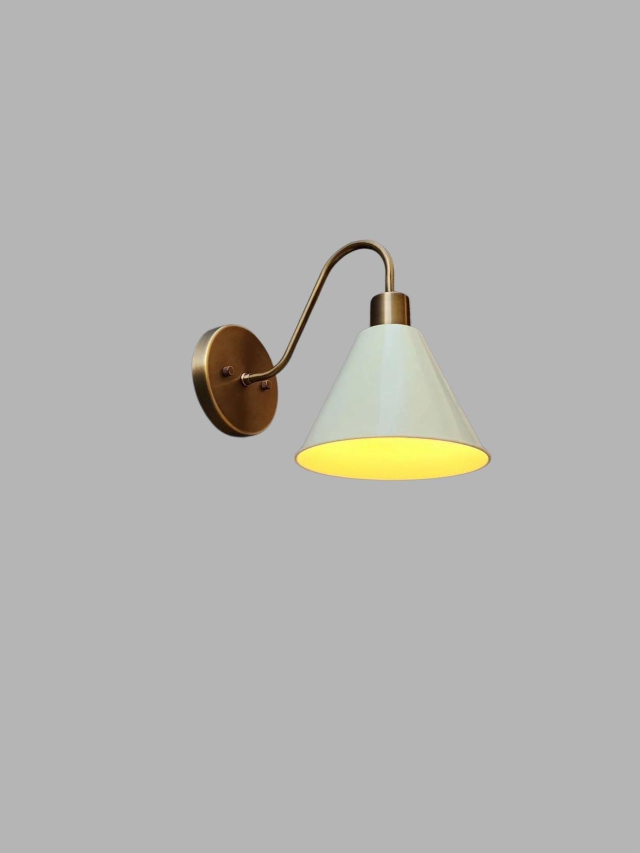 The Aurora Brass Sconce, Handmade Ivory Cone Wall Light