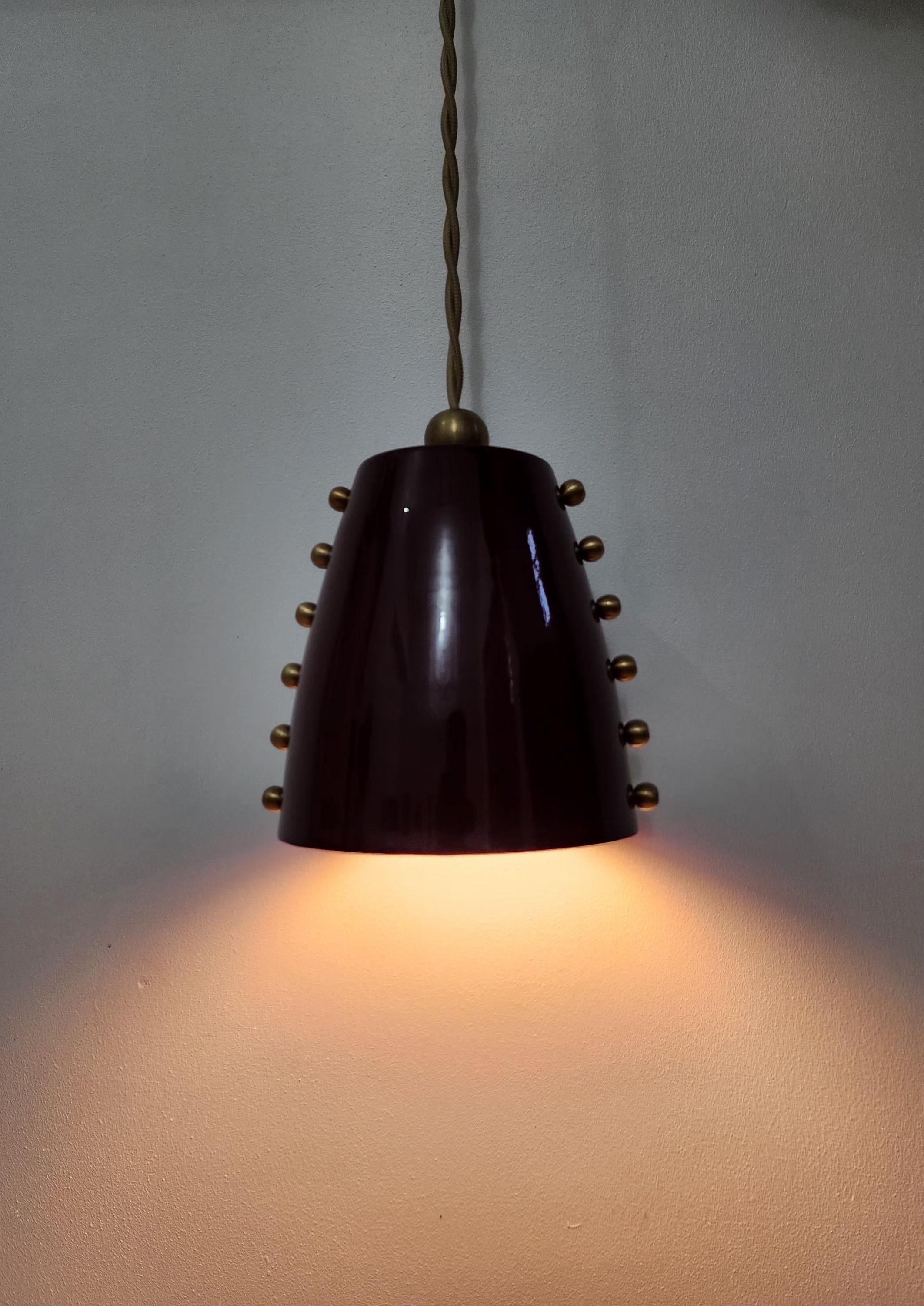 Raw Brass Mid-Century Pendant with Bold Cone Shade