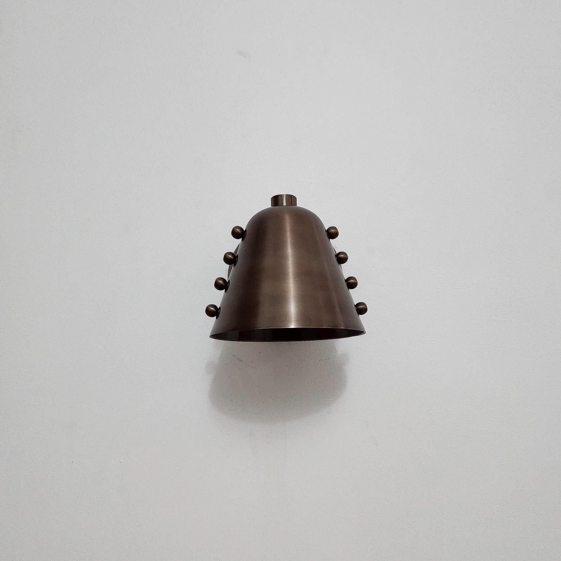 Dark Antique Patina Brass Shade – Handmade Brass Wall Light Fixture