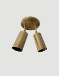 Modern Brass Flush Mount Ceiling Light with Dual Cylindrical Shades , Handmade