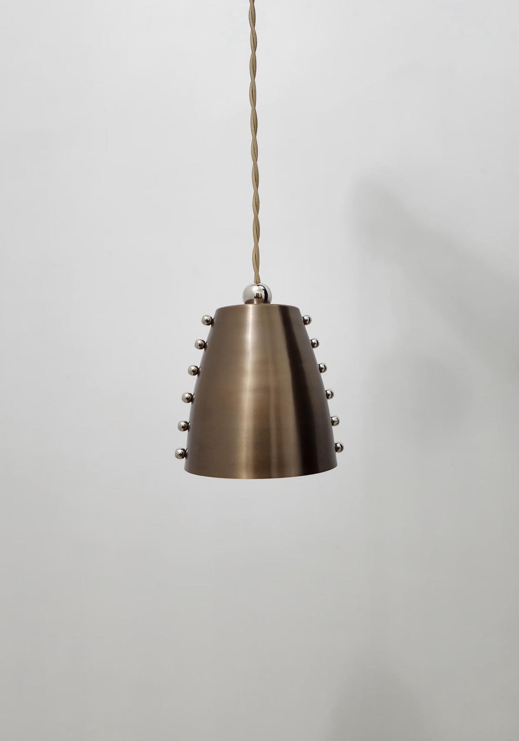 Antique Patina Mid-Century Pendant with Bold Cone Shade