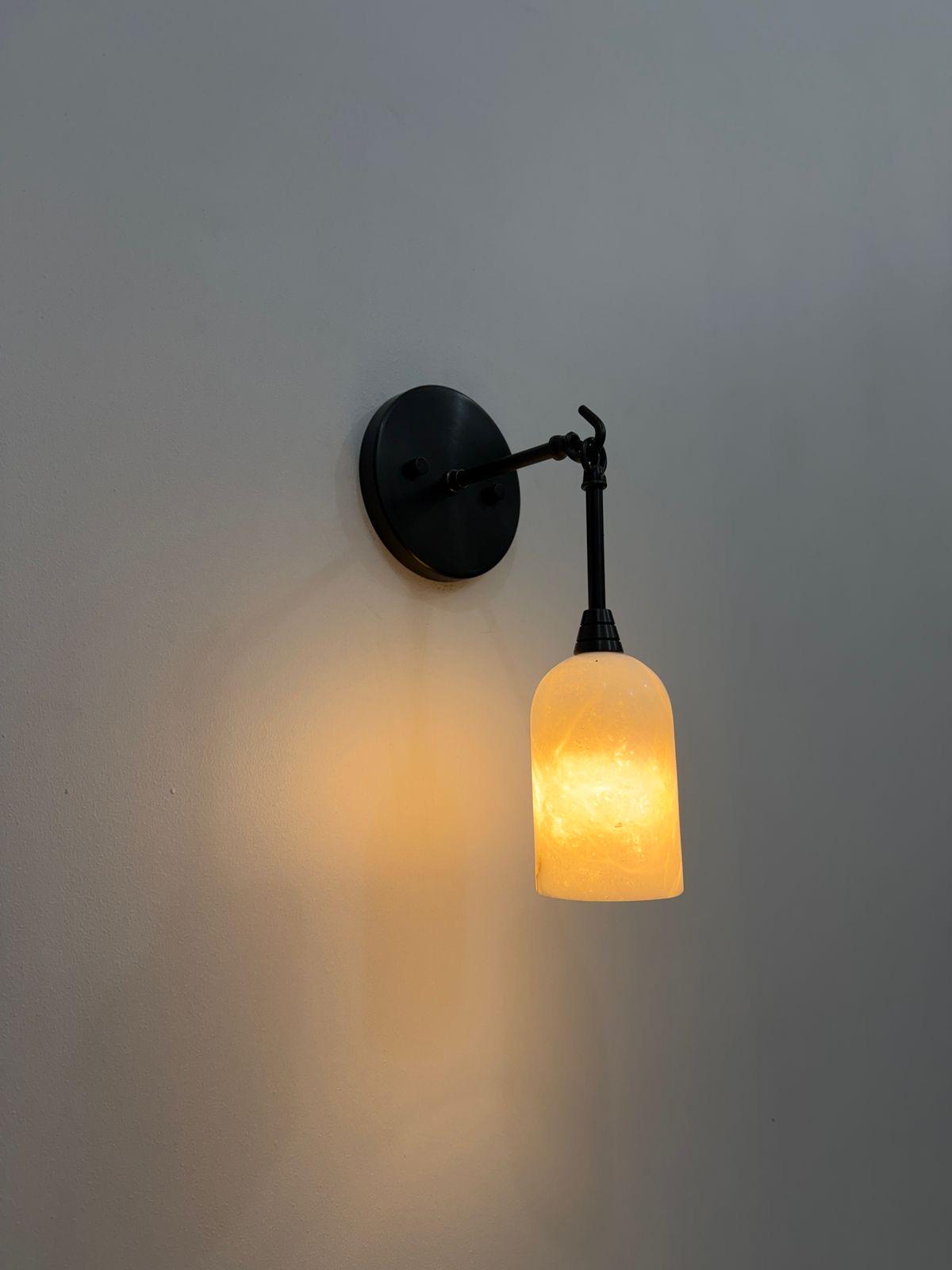 Alabaster Brass Wall Sconce For Living Room - Ember Lighting