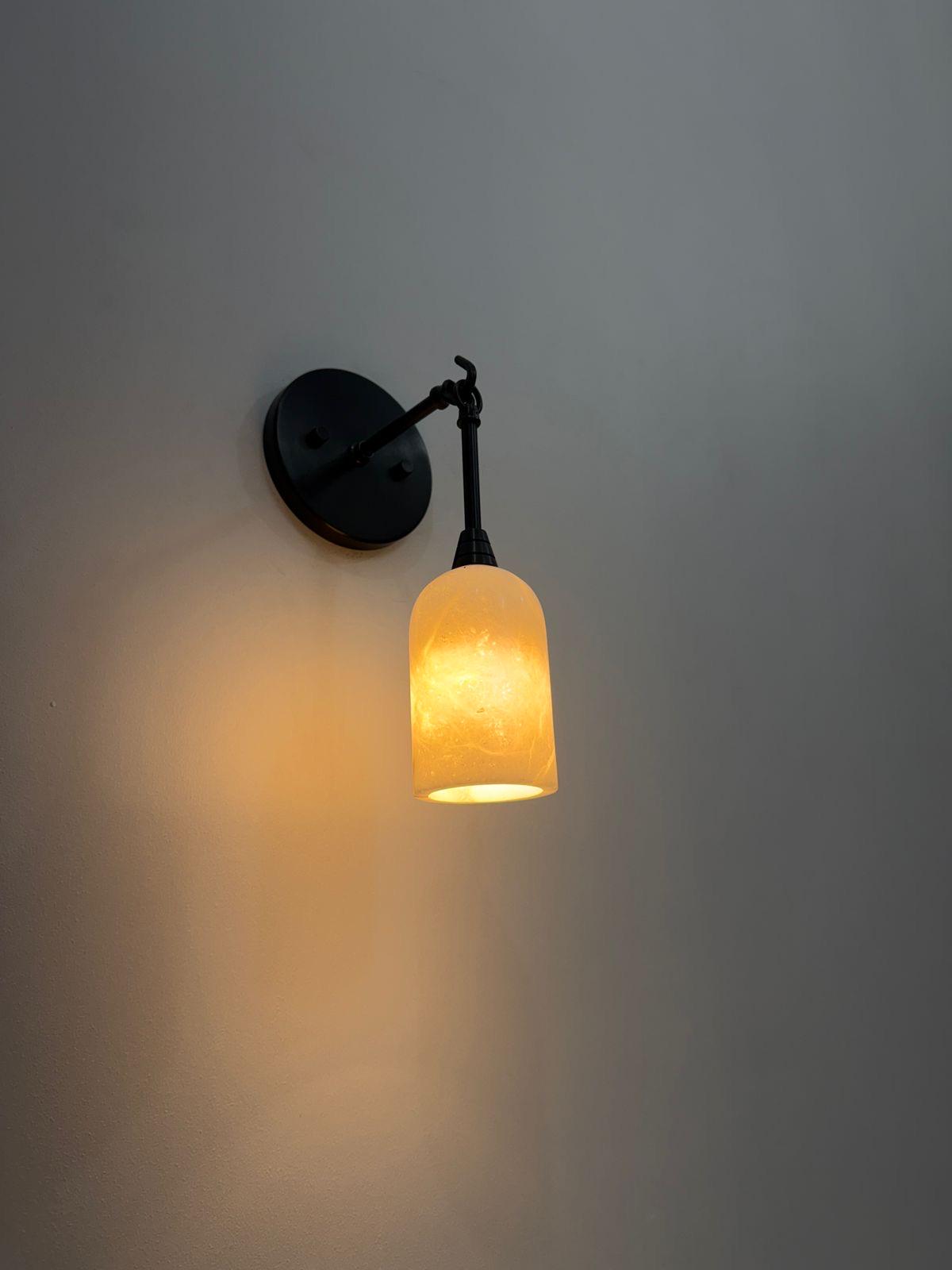 Alabaster Brass Wall Sconce For Living Room - Ember Lighting