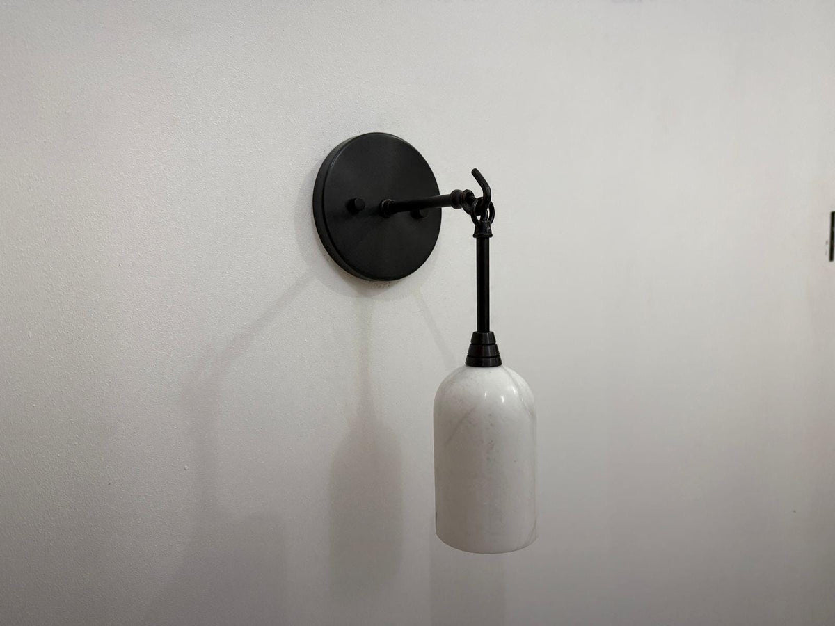 Alabaster Brass Wall Sconce For Living Room - Ember Lighting