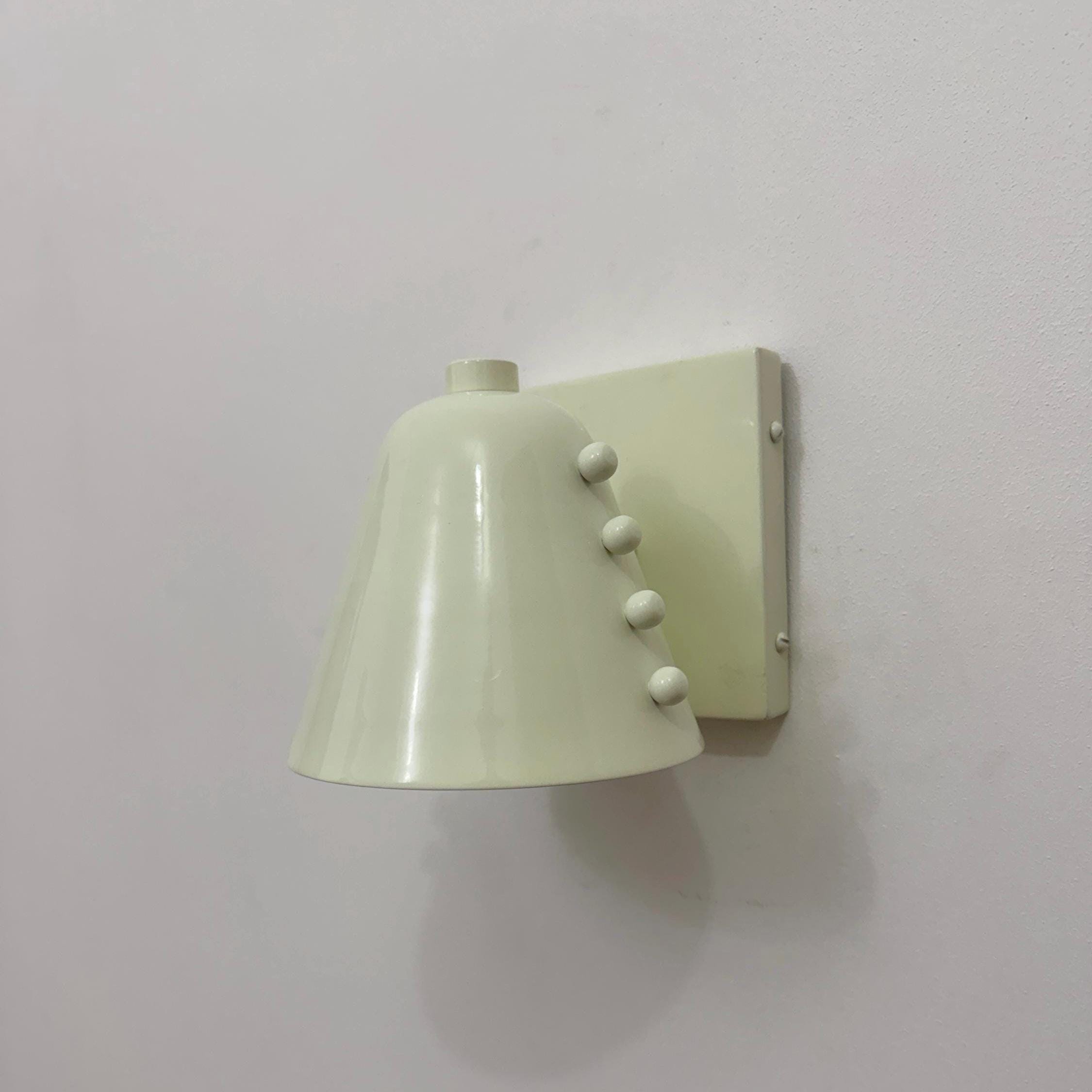 Minimal Brass Wall Light Fixture with White Cone Shade