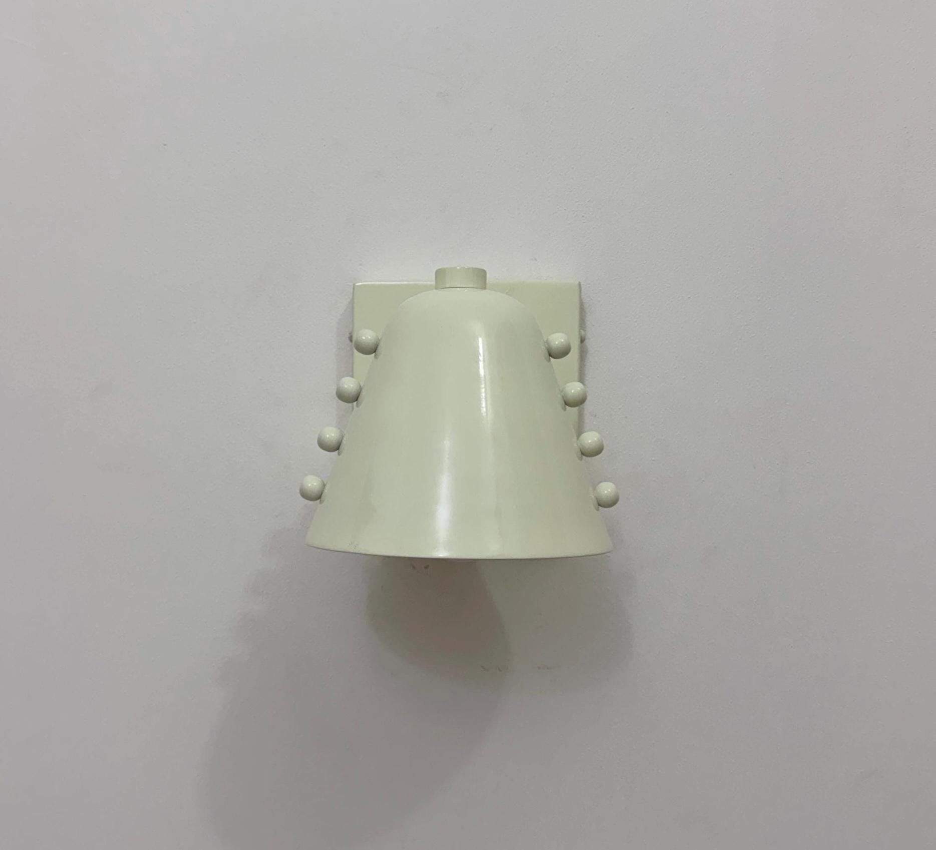 Minimal Brass Wall Light Fixture with White Cone Shade