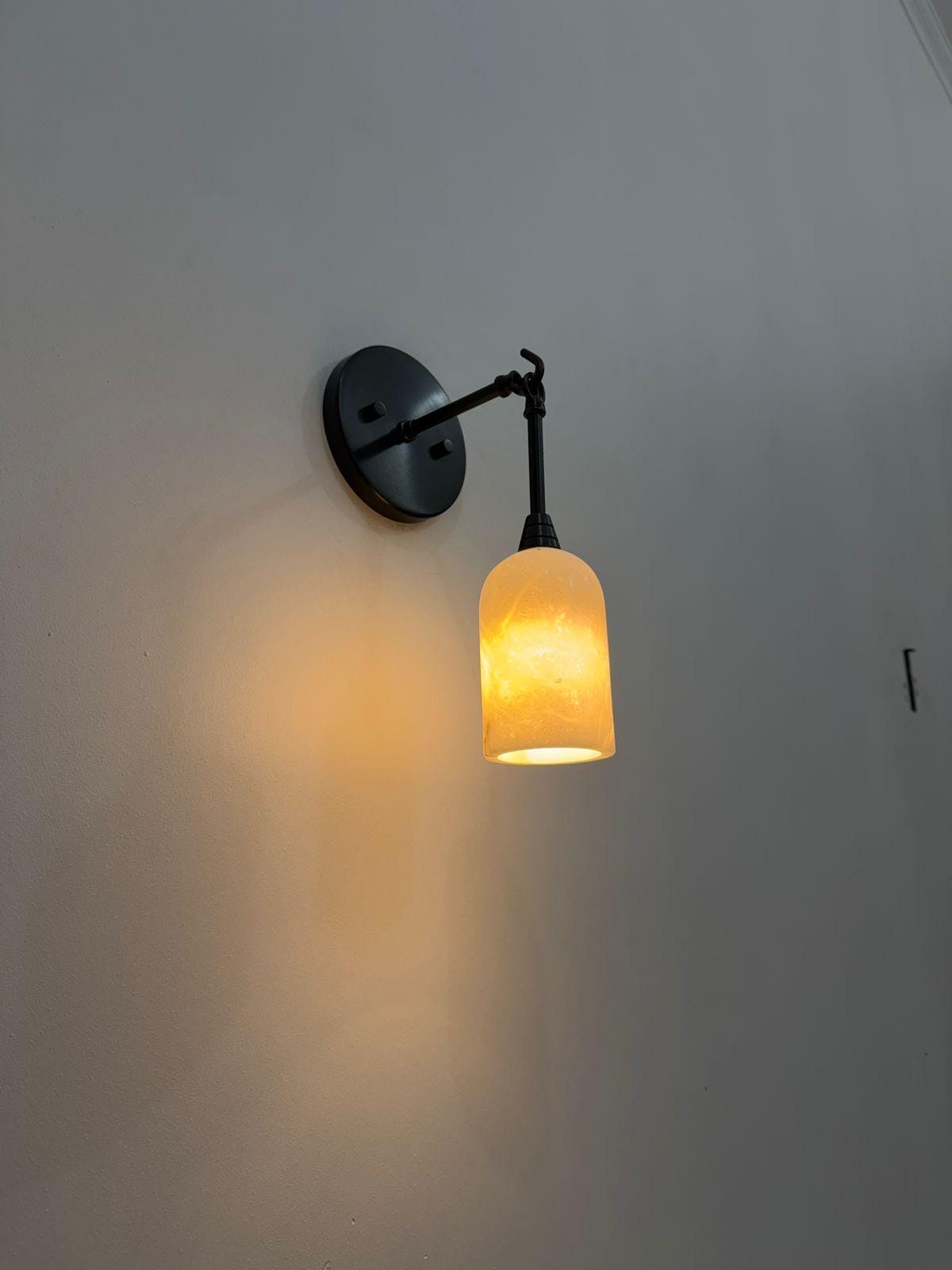 Alabaster Brass Wall Sconce For Living Room - Ember Lighting