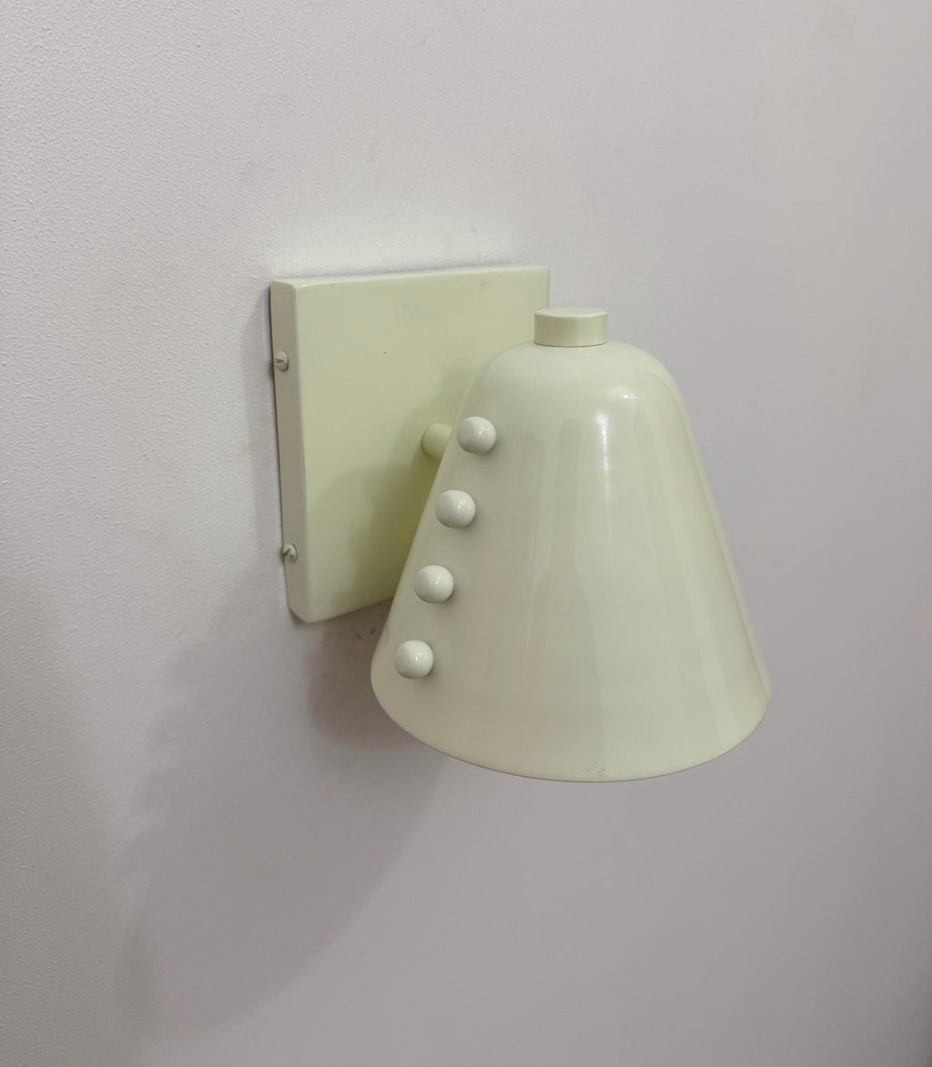 Minimal Brass Wall Light Fixture with White Cone Shade