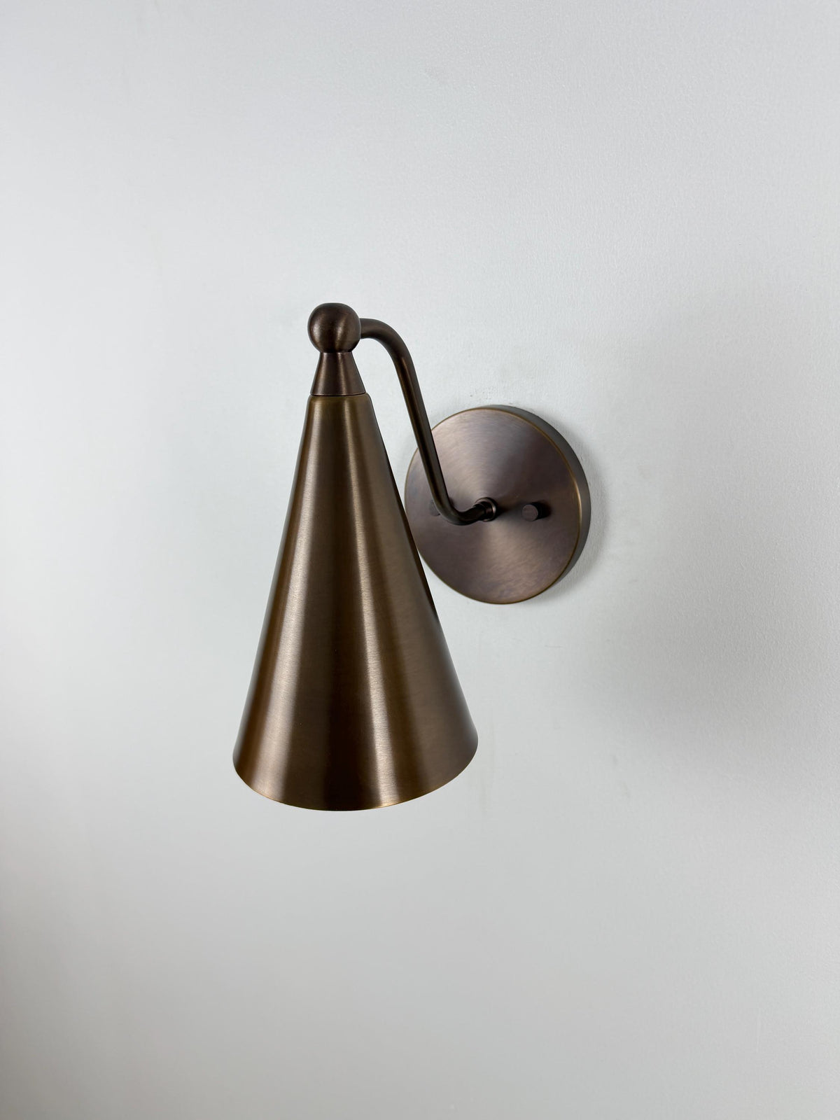 Brass Wall Lamp with Antique-Inspired Cone Shade - Ember Lighting