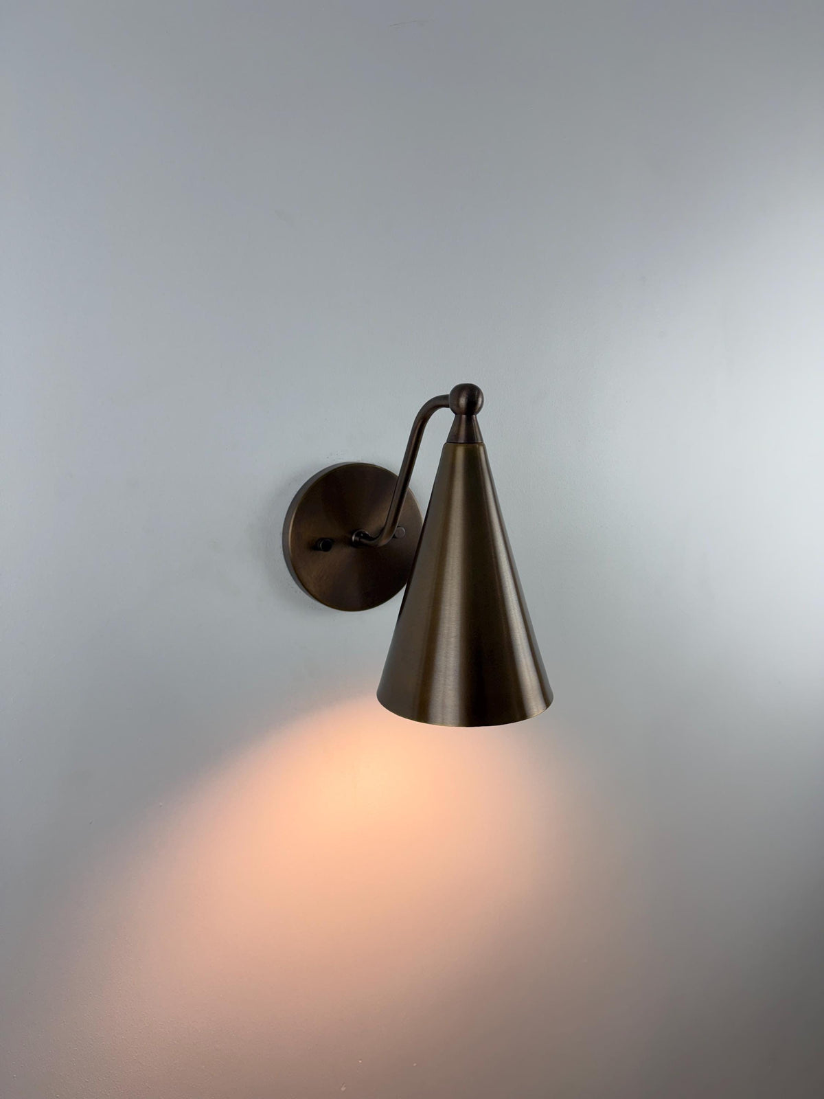 Brass Wall Lamp with Antique-Inspired Cone Shade - Ember Lighting