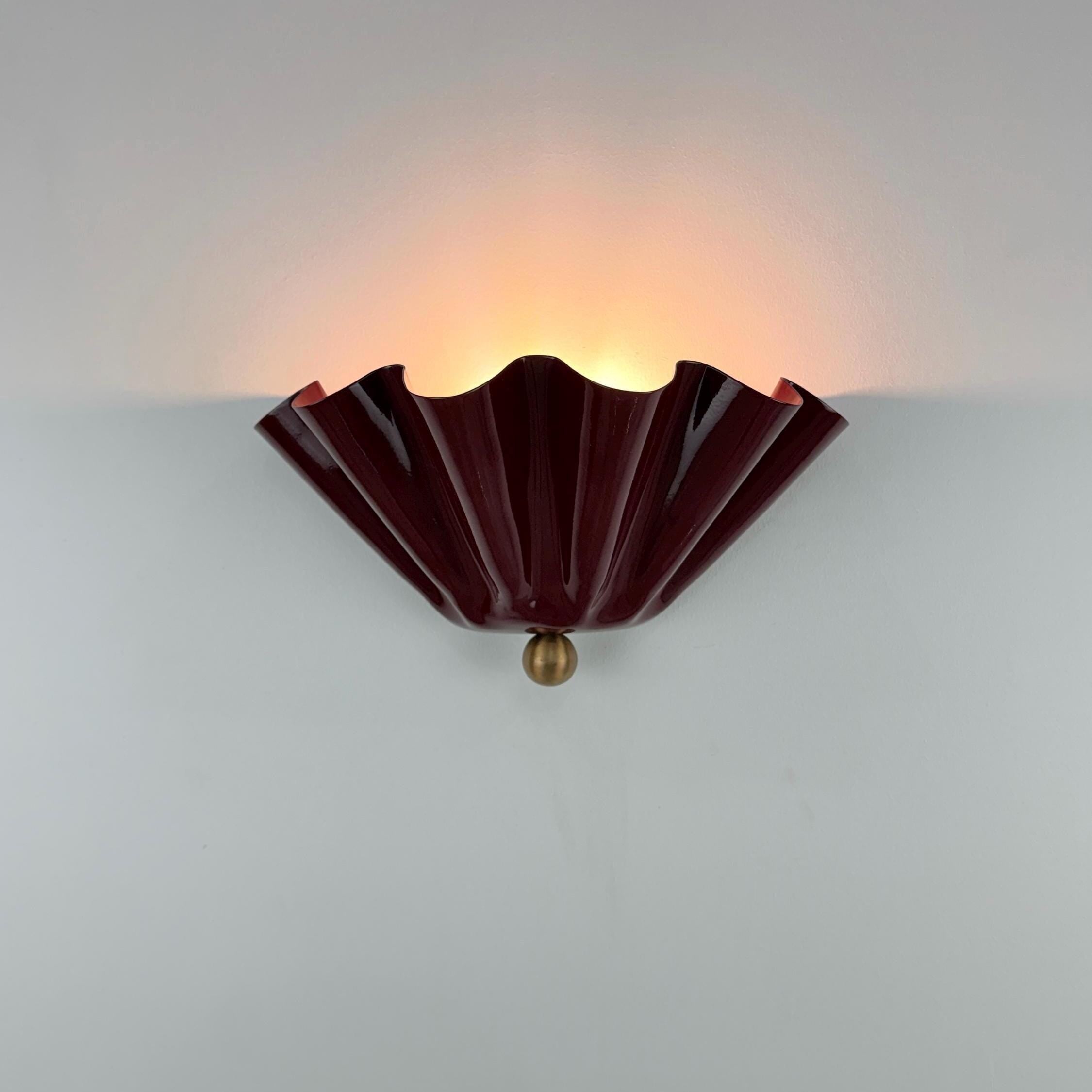 Half-Flower Brass Wall Sconce in Wine – Handmade Floral Wall Light