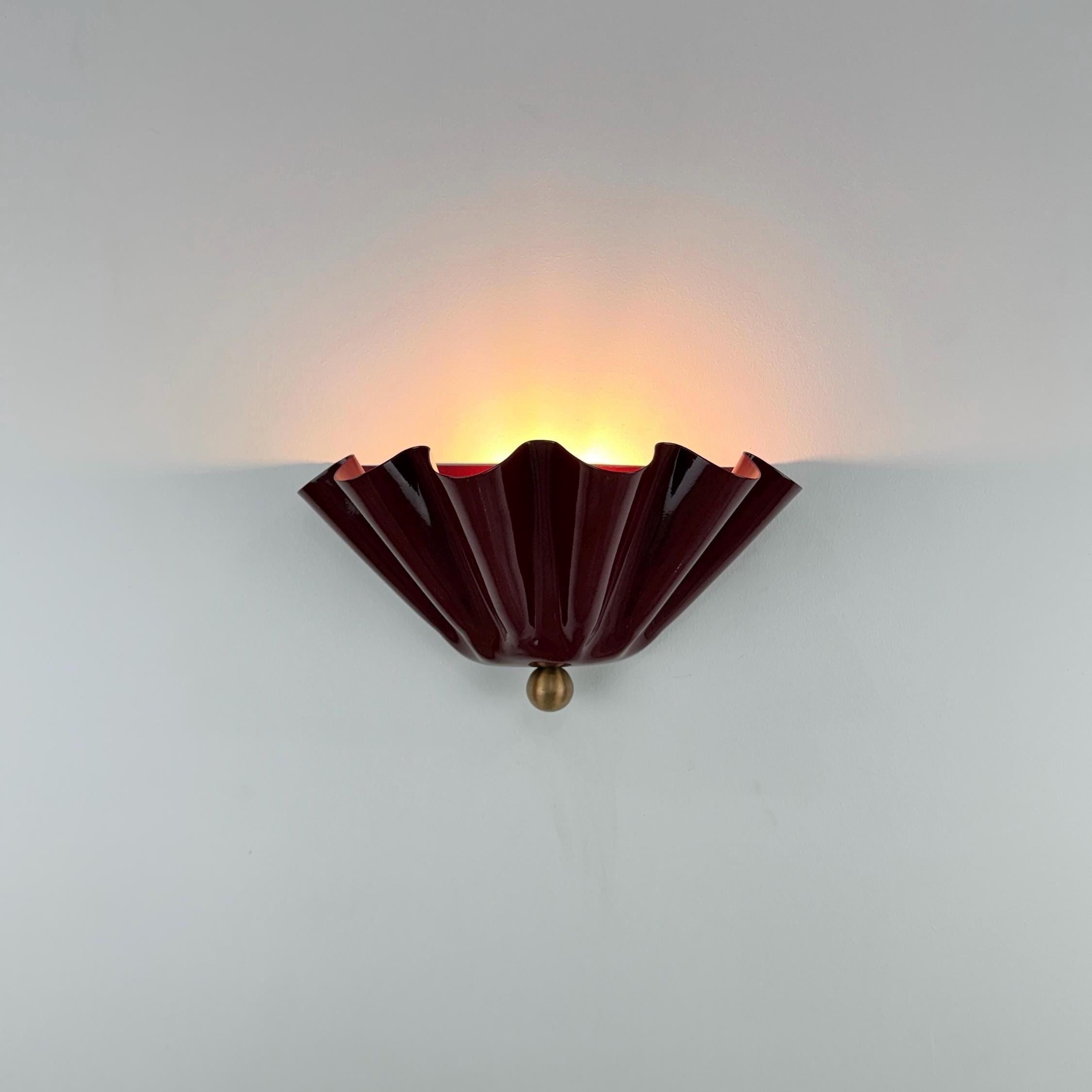 Half-Flower Brass Wall Sconce in Wine – Handmade Floral Wall Light