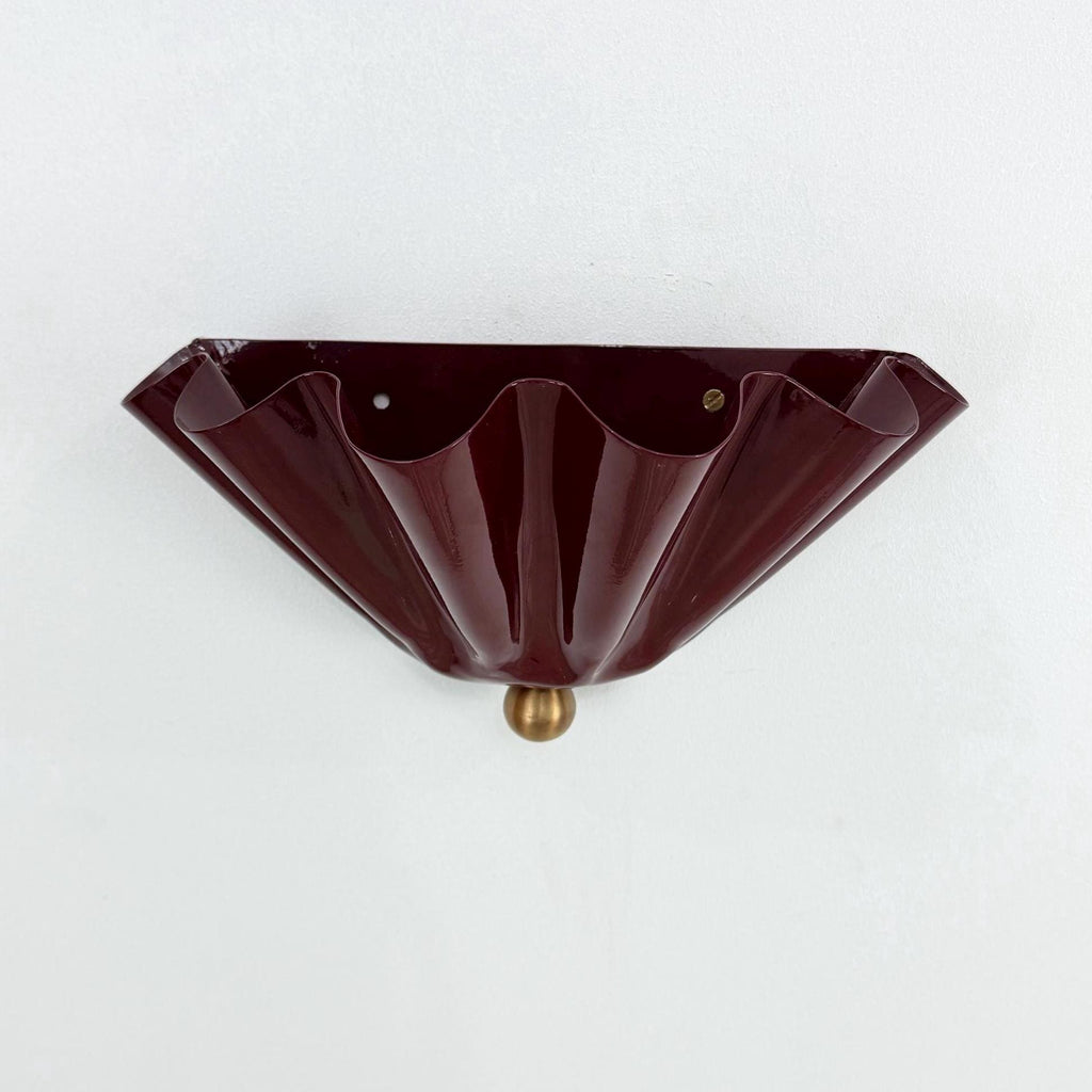 Half-Flower Brass Wall Sconce in Wine – Handmade Floral Wall Light