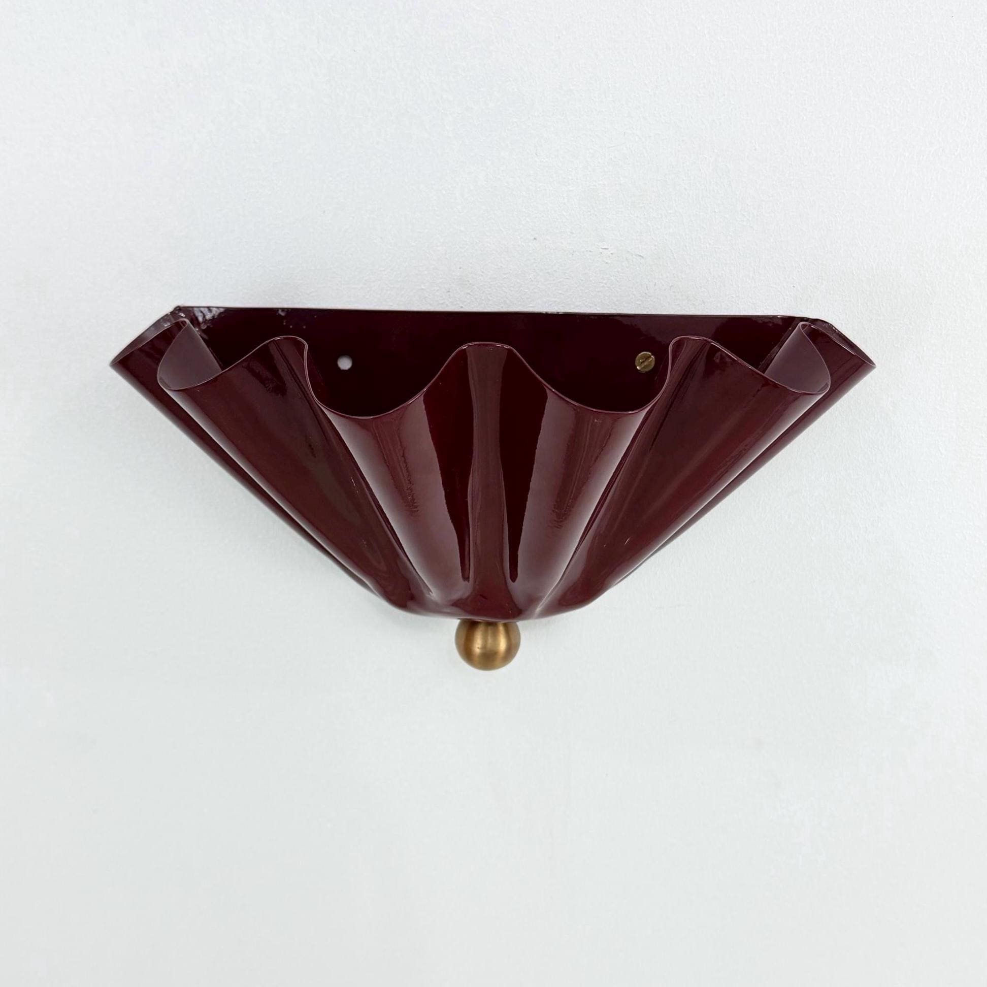 Half-Flower Brass Wall Sconce in Wine – Handmade Floral Wall Light