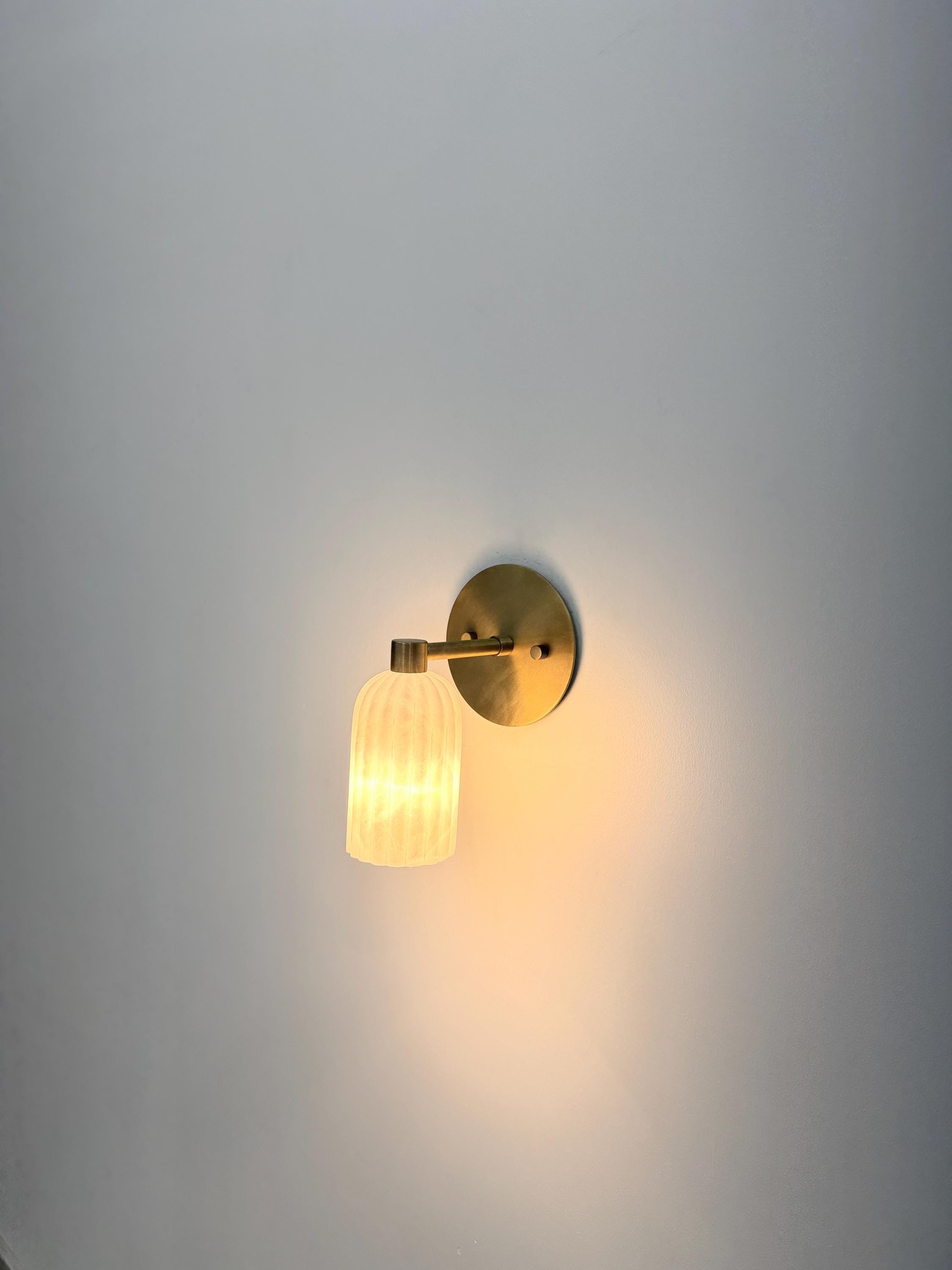 Handcrafted Alabaster Marble Wall Sconce – Solid Brass Luxury Light Fixture.