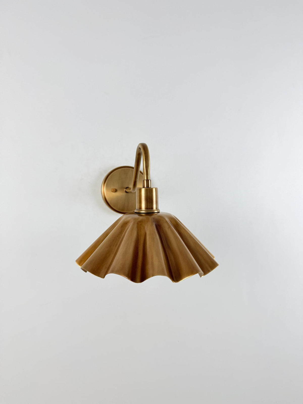 Contemporary Brass Wall Sconce With Fluted Umbrella Shade - Ember Lighting