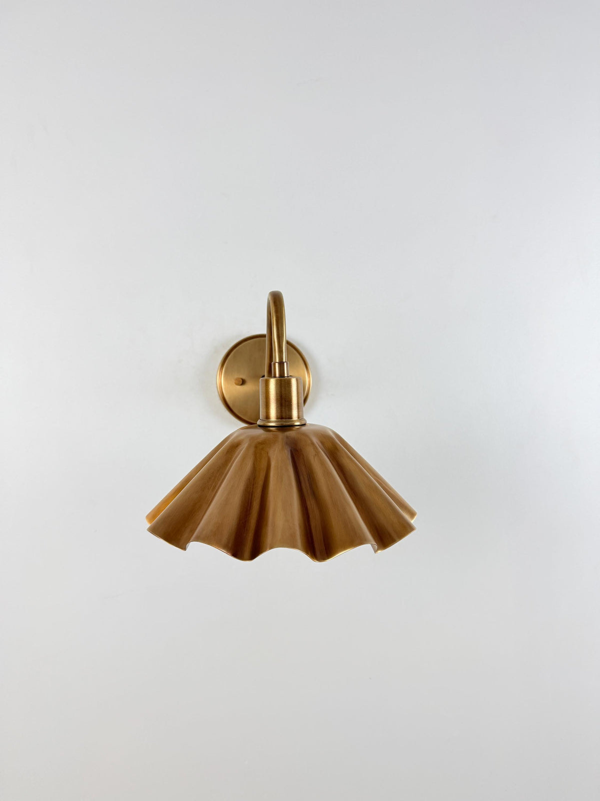 Contemporary Brass Wall Sconce With Fluted Umbrella Shade - Ember Lighting