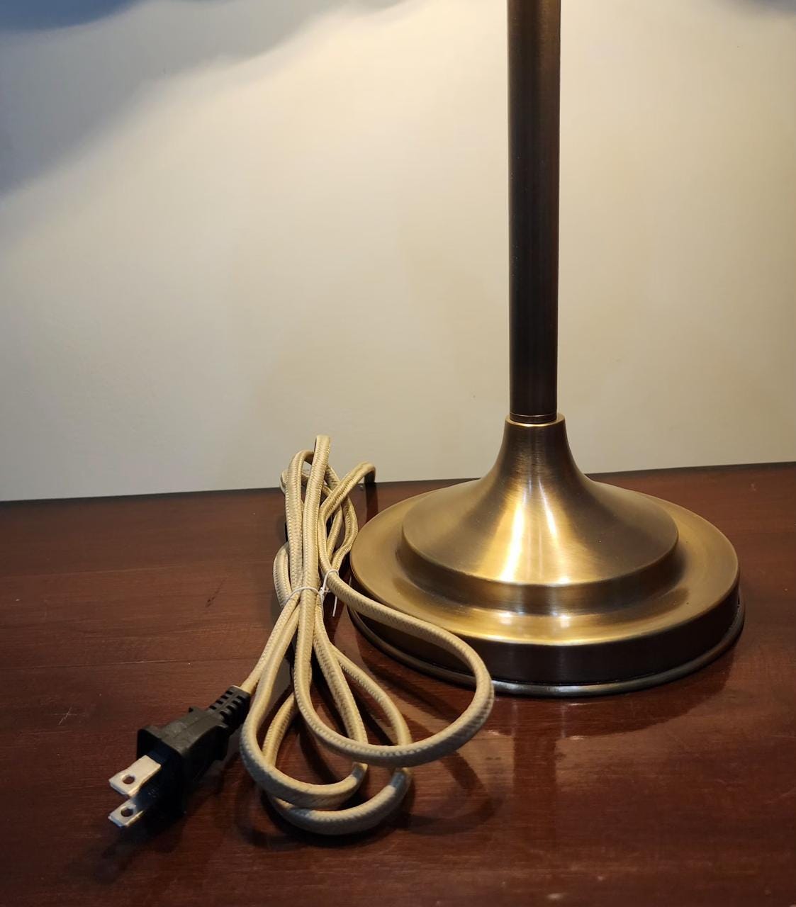Handmade Vintage Brass Table Lamp – Fluted Design with Floral Shade