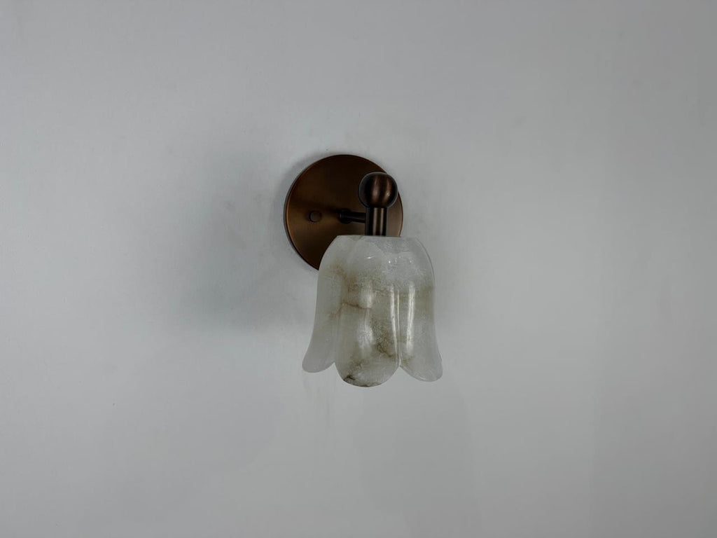 Handmade Alabaster Wall Sconce | Organic Brass Lighting | Modern Contemporary Wall Lamp