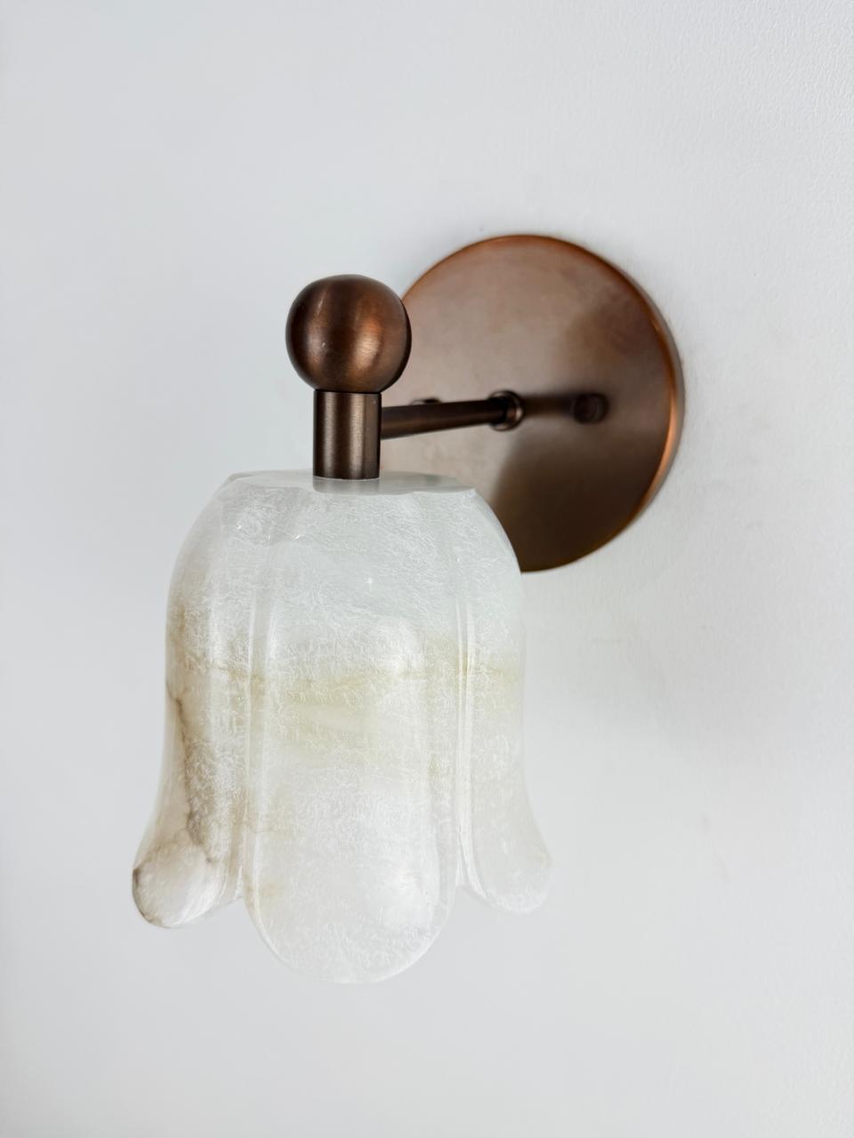 Handmade Alabaster Wall Sconce | Organic Brass Lighting | Modern Contemporary Wall Lamp