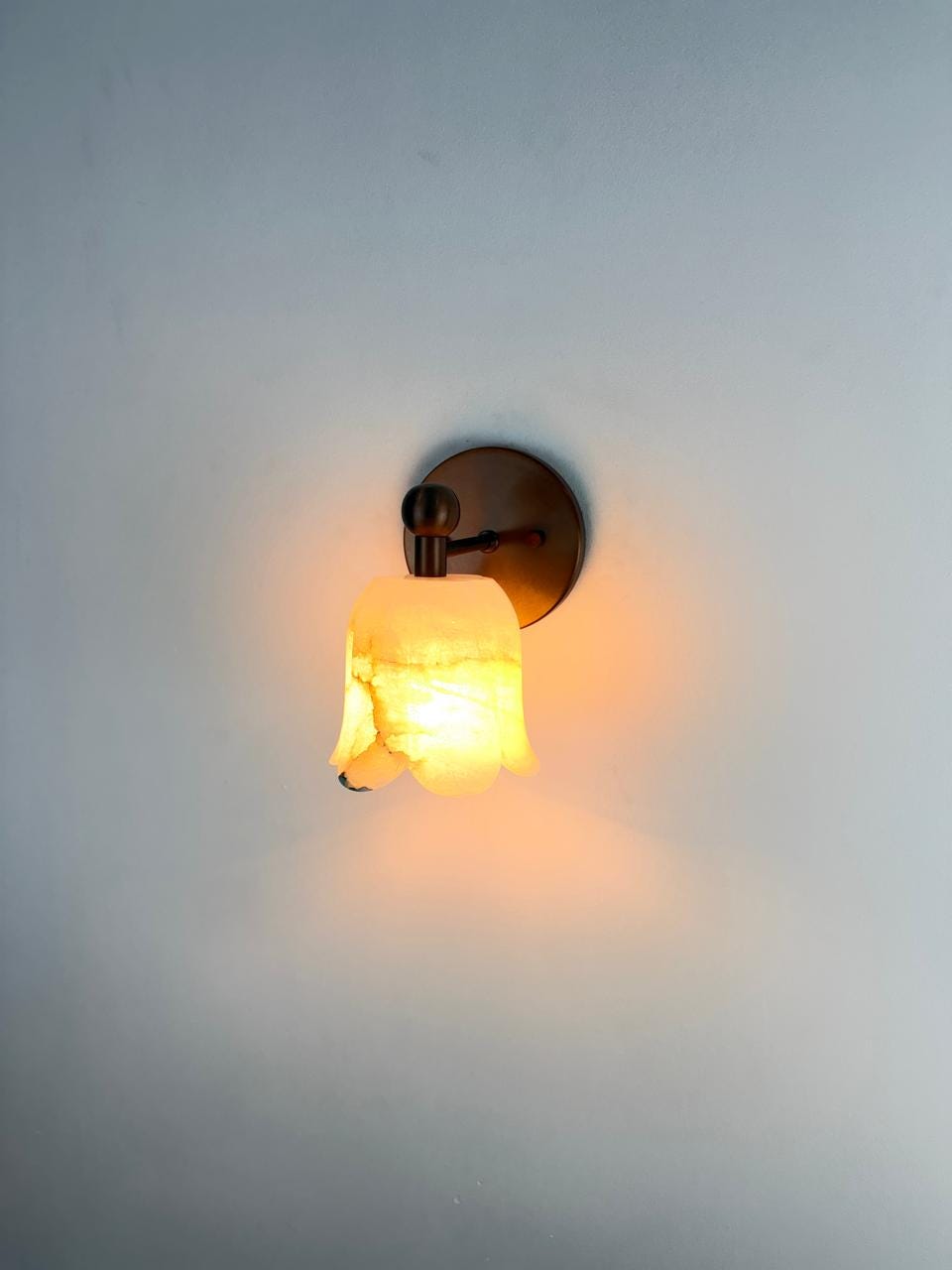 Handmade Alabaster Wall Sconce | Organic Brass Lighting | Modern Contemporary Wall Lamp