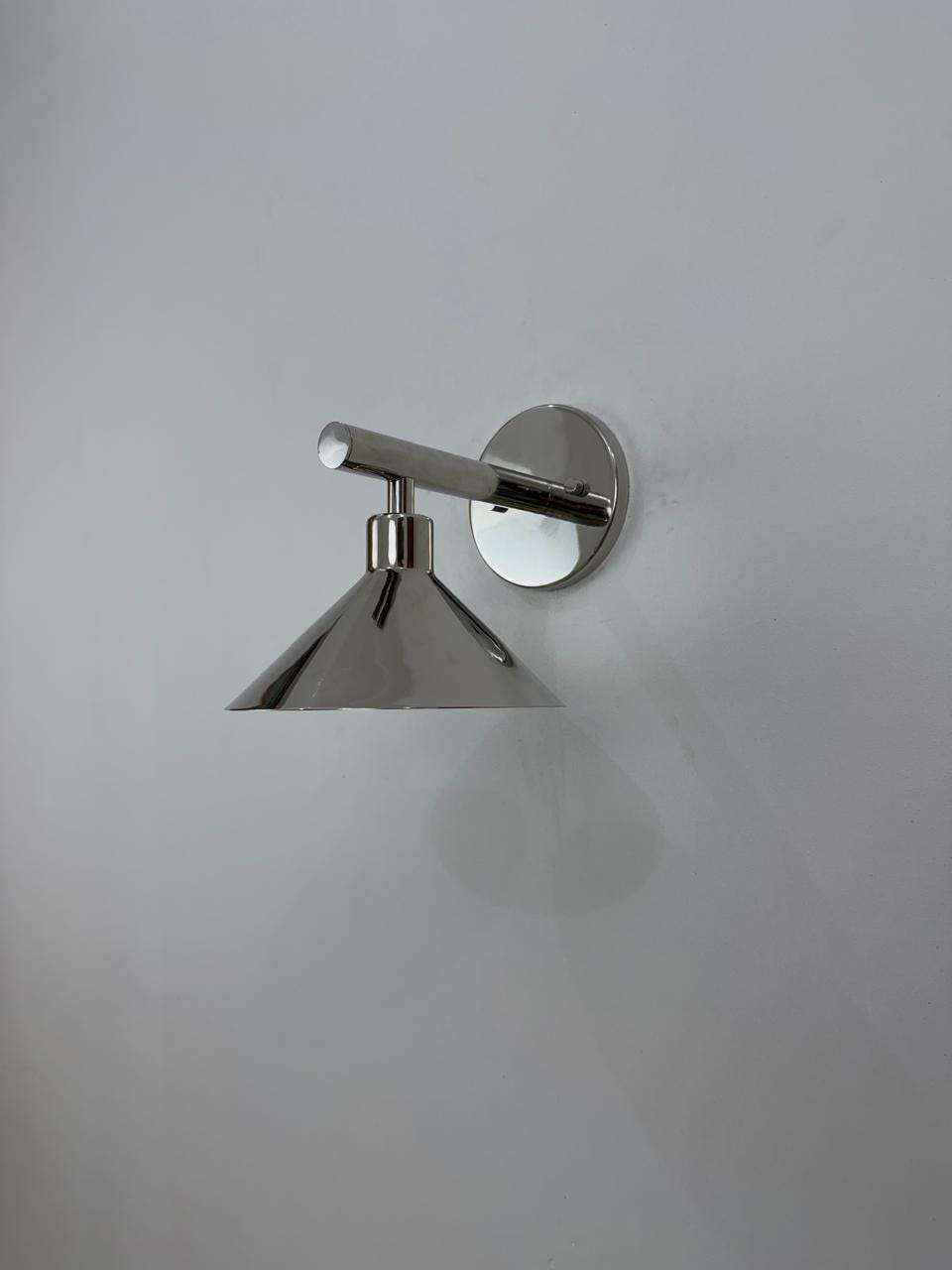 Modern Brass Wall Light | Artisan Cone Shade | Contemporary Decorative Sconce