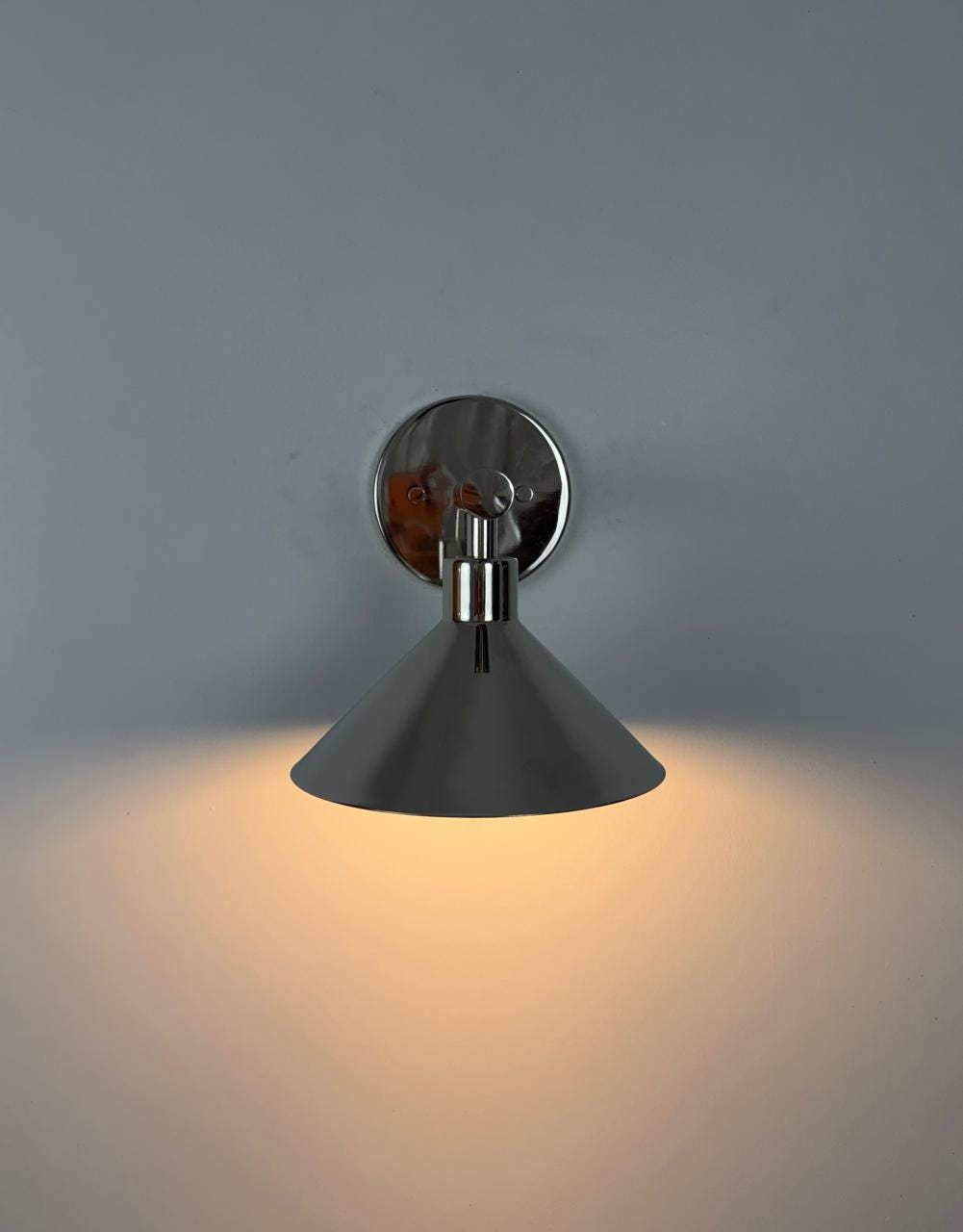 Modern Brass Wall Light | Artisan Cone Shade | Contemporary Decorative Sconce