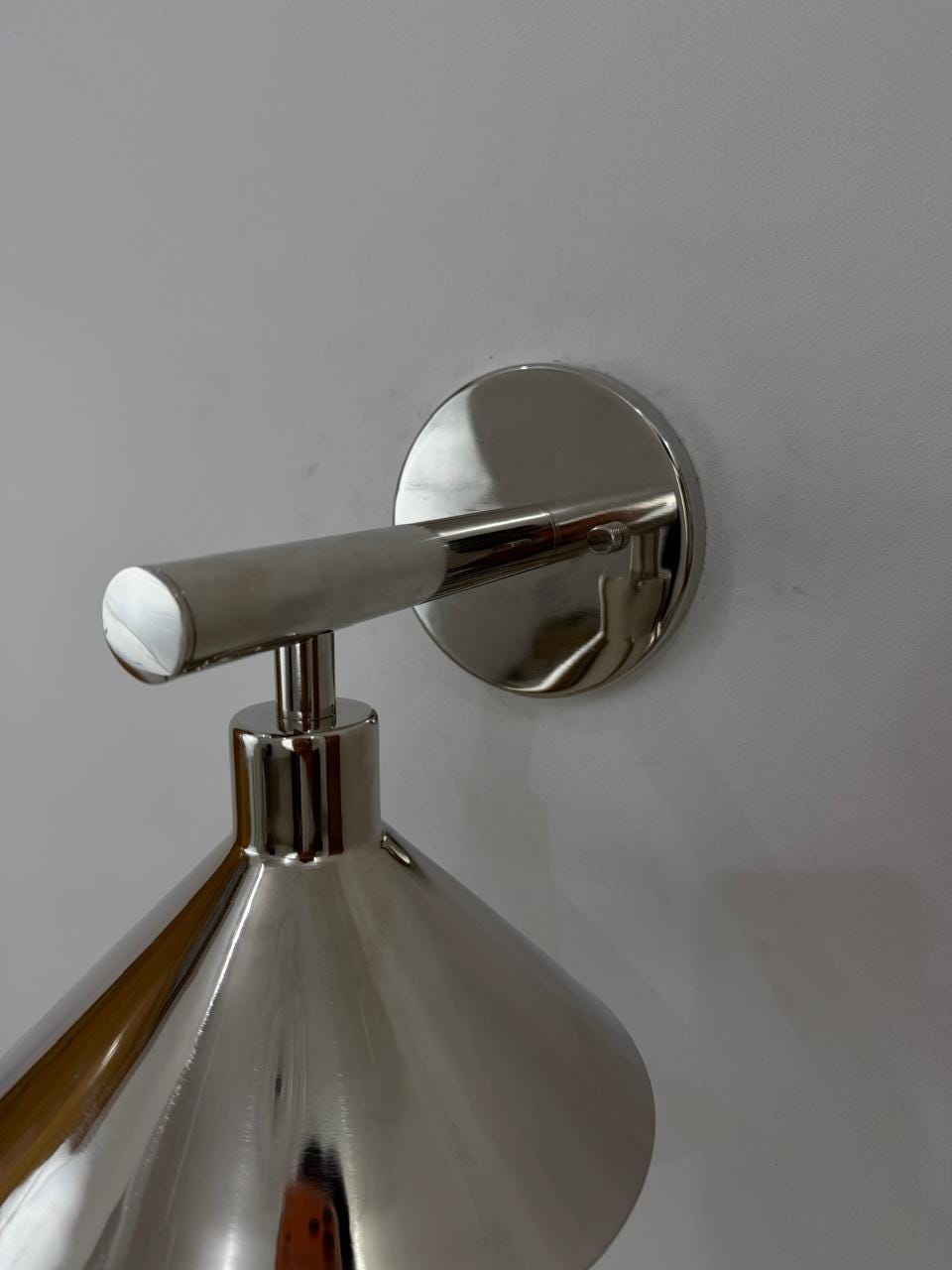 Modern Brass Wall Light | Artisan Cone Shade | Contemporary Decorative Sconce