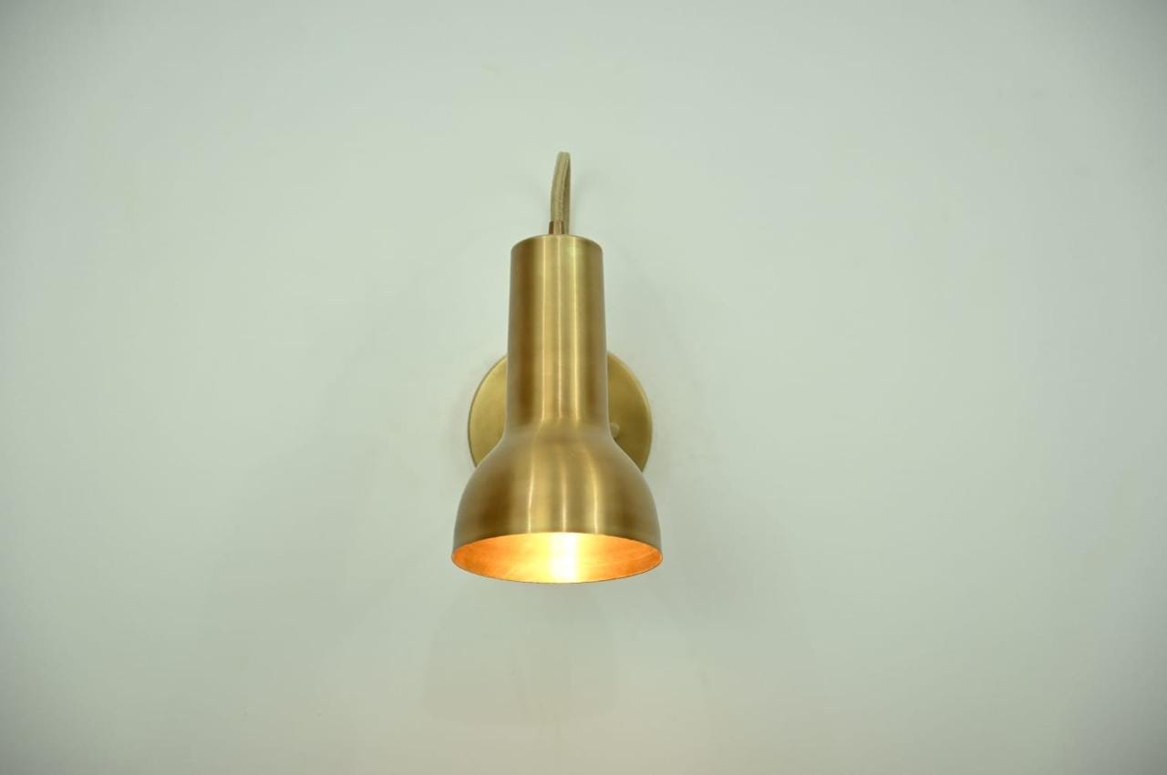 Handcrafted Brass Gooseneck Wall Sconce | Adjustable Mid-Century Wall Lamp | Reading Light