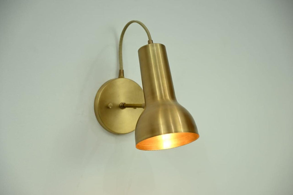 Handcrafted Brass Gooseneck Wall Sconce | Adjustable Mid-Century Wall Lamp | Reading Light