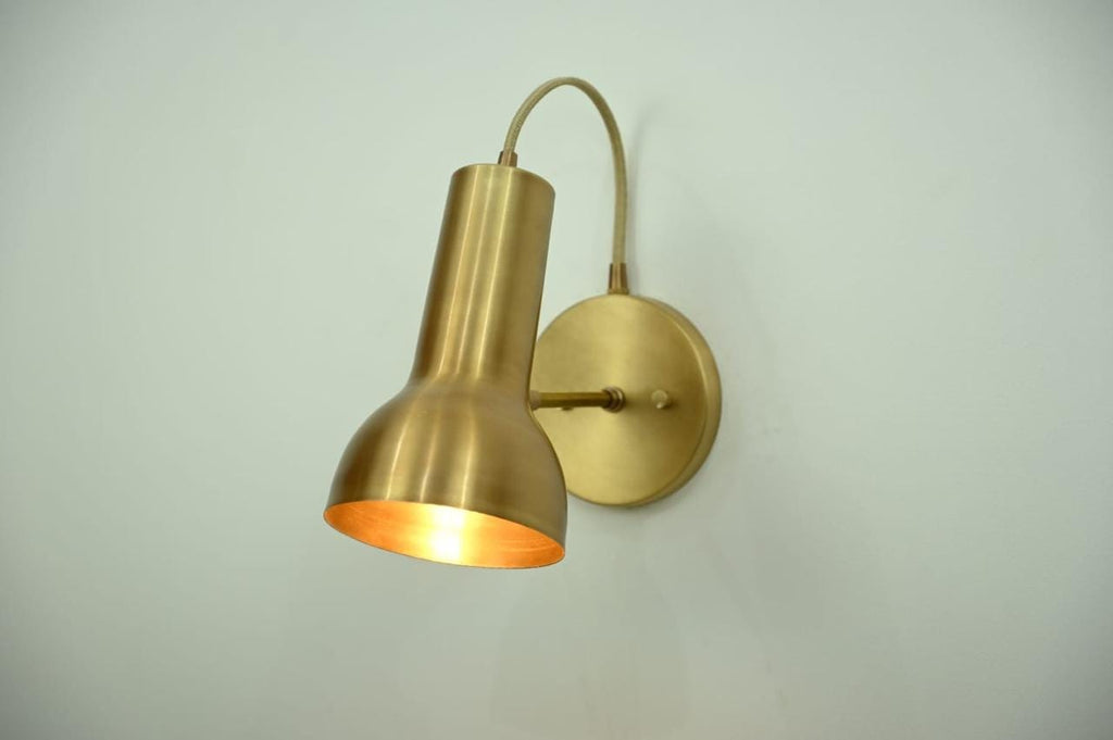 Handcrafted Brass Gooseneck Wall Sconce | Adjustable Mid-Century Wall Lamp | Reading Light