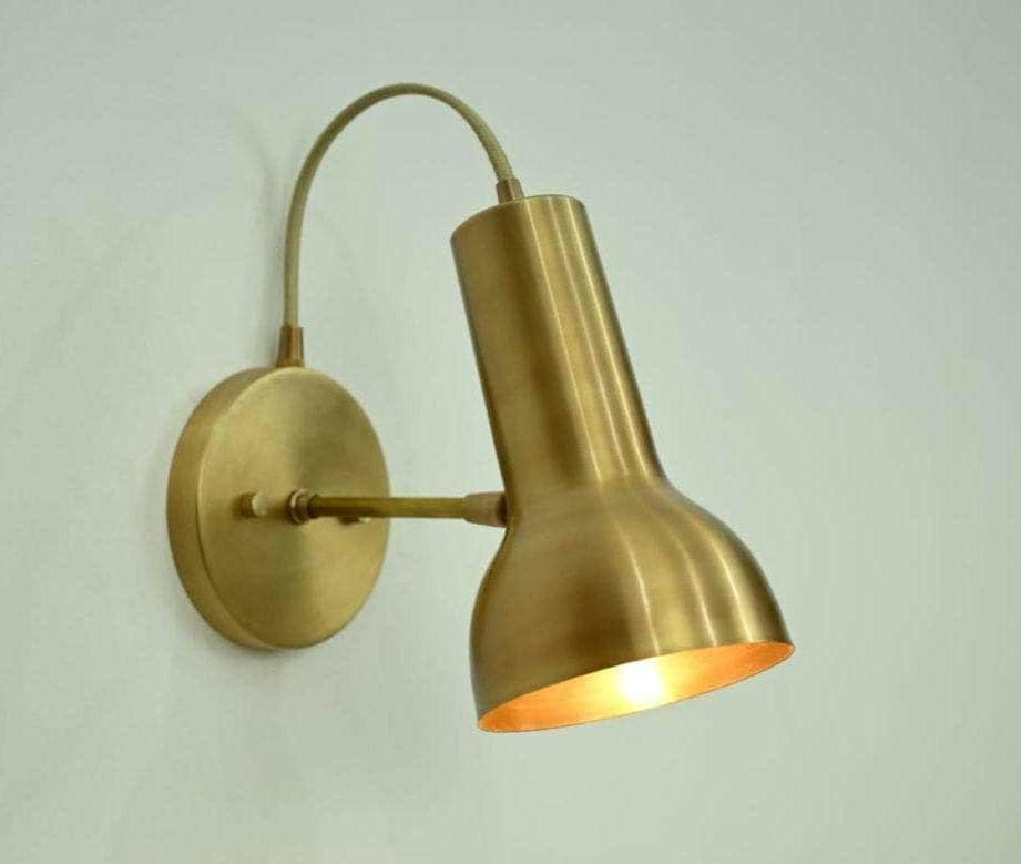 Handcrafted Brass Gooseneck Wall Sconce | Adjustable Mid-Century Wall Lamp | Reading Light