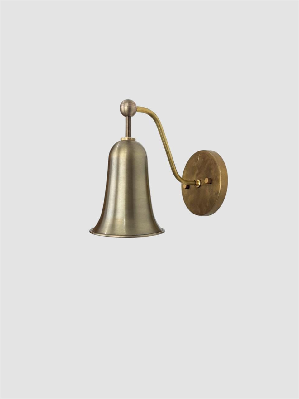 Solid Brass Bell-Shaped Wall Sconce | Antique Brass Lighting Fixture | Modern Mid-Century Bedside Light