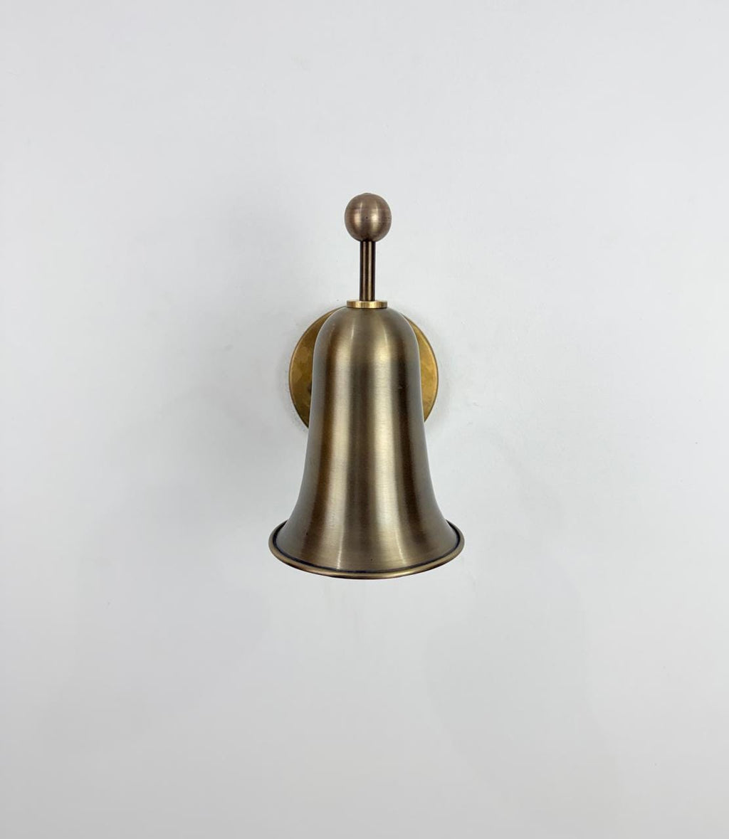 Solid Brass Bell-Shaped Wall Sconce | Antique Brass Lighting Fixture | Modern Mid-Century Bedside Light