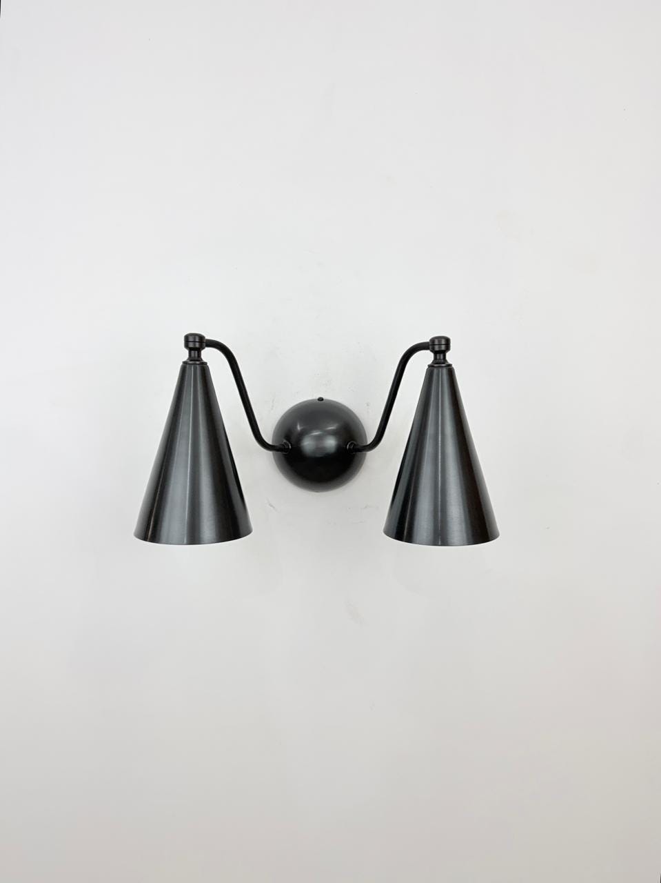 Double Cone Brass Wall Sconce | Handmade Mid-Century Modern Wall Light | Elegant Bedroom Lamp