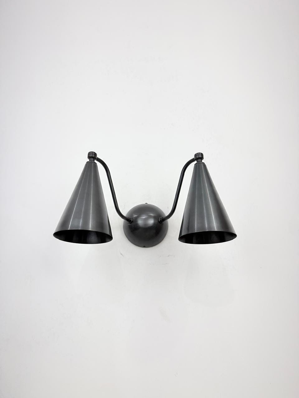 Double Cone Brass Wall Sconce | Handmade Mid-Century Modern Wall Light | Elegant Bedroom Lamp