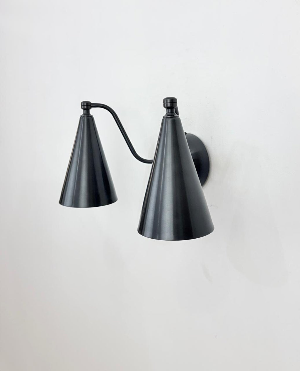 Double Cone Brass Wall Sconce | Handmade Mid-Century Modern Wall Light | Elegant Bedroom Lamp