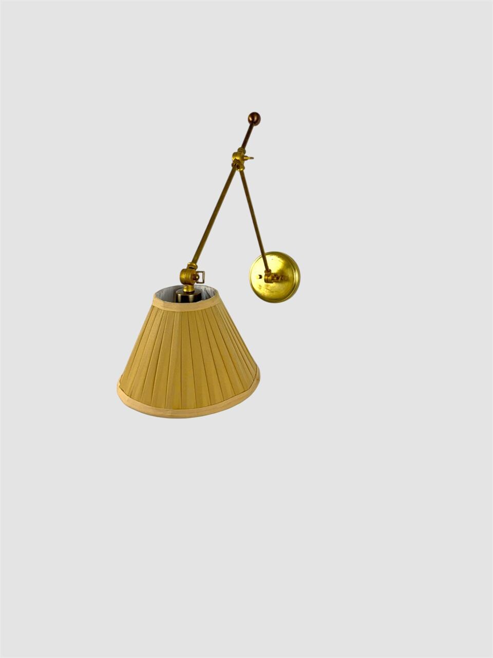 Adjustable Handmade Brass Wall Sconce with Pleated Shade – Classic Vintage Wall Ligh