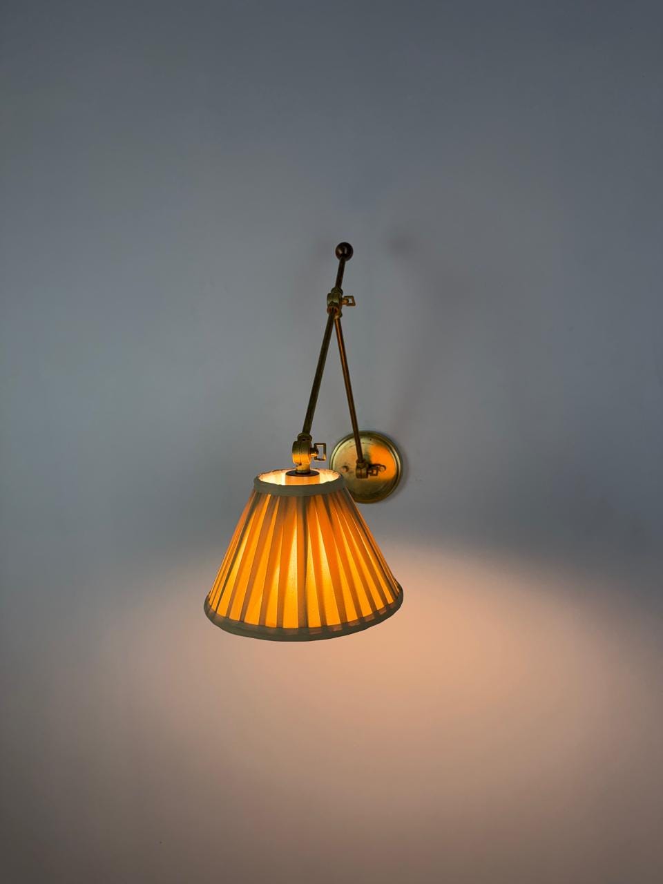 Adjustable Handmade Brass Wall Sconce with Pleated Shade – Classic Vintage Wall Ligh