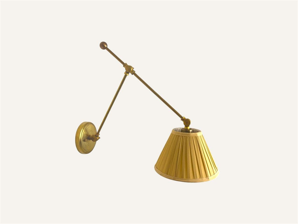 Adjustable Handmade Brass Wall Sconce with Pleated Shade – Classic Vintage Wall Ligh