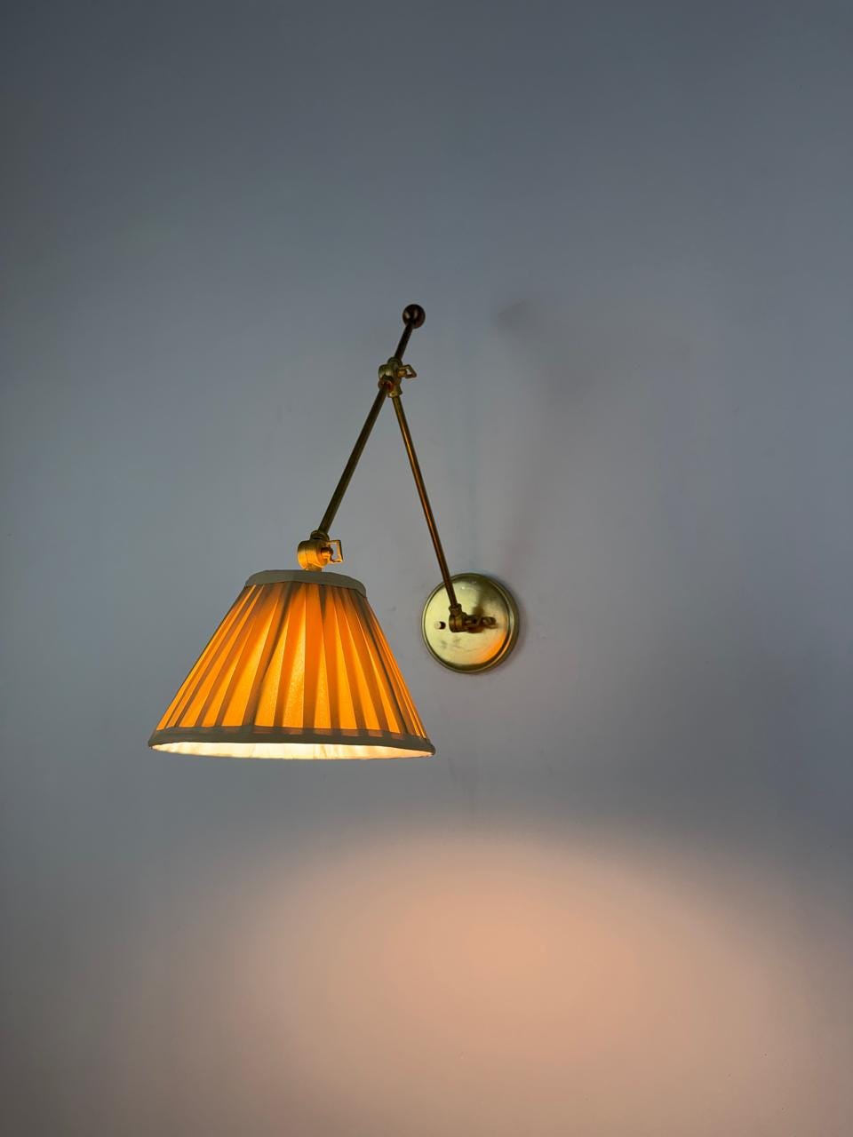 Adjustable Handmade Brass Wall Sconce with Pleated Shade – Classic Vintage Wall Ligh
