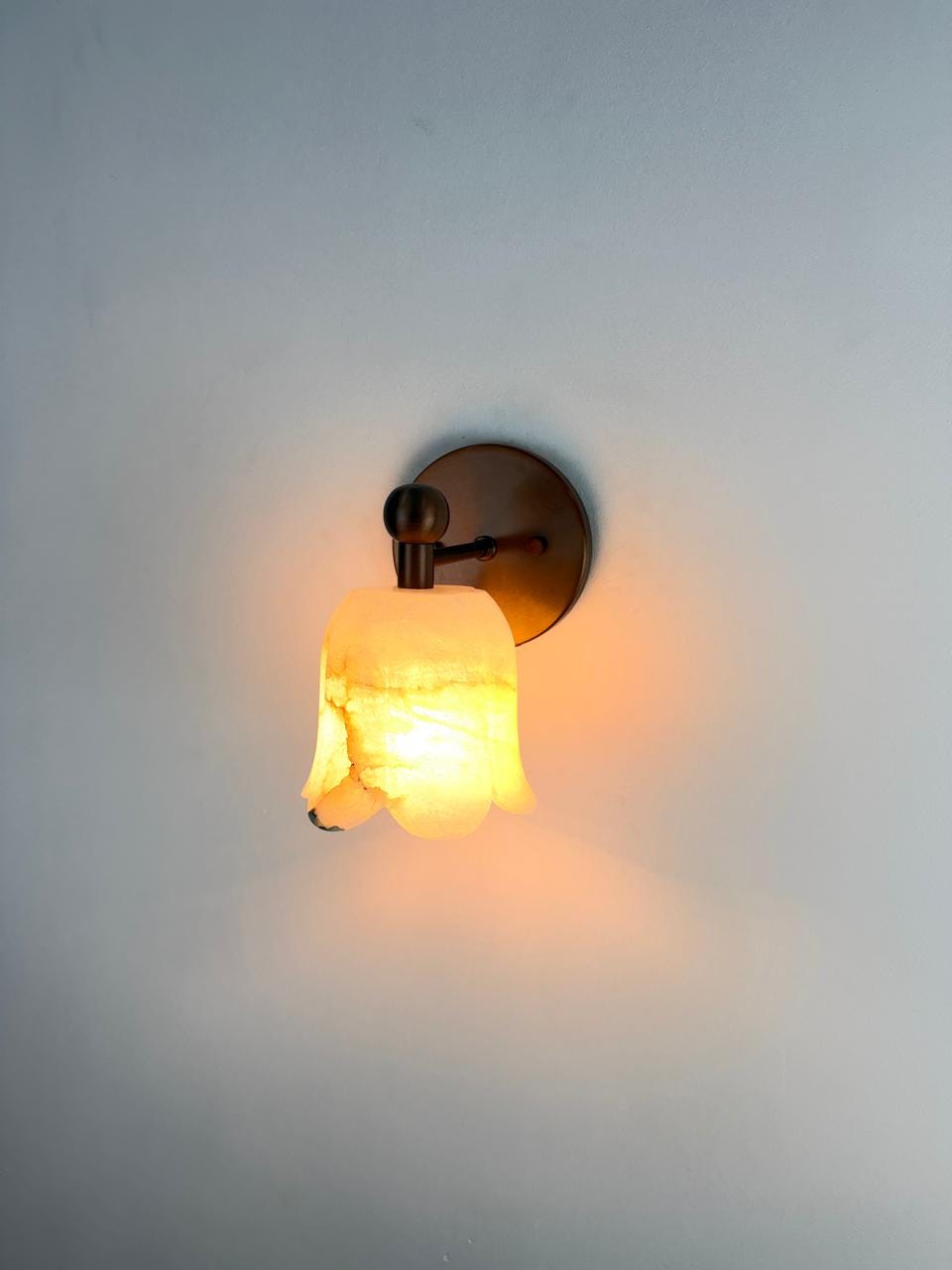 Handmade Alabaster Wall Sconce | Organic Brass Lighting | Modern Contemporary Wall Lamp