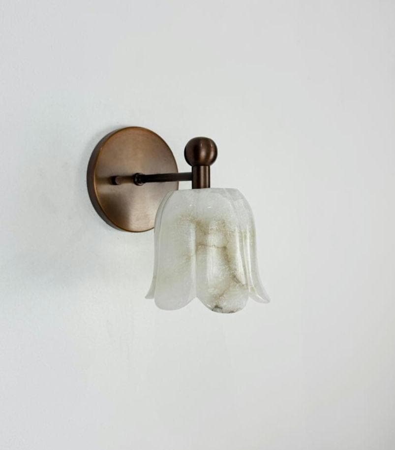 Handmade Alabaster Wall Sconce | Organic Brass Lighting | Modern Contemporary Wall Lamp