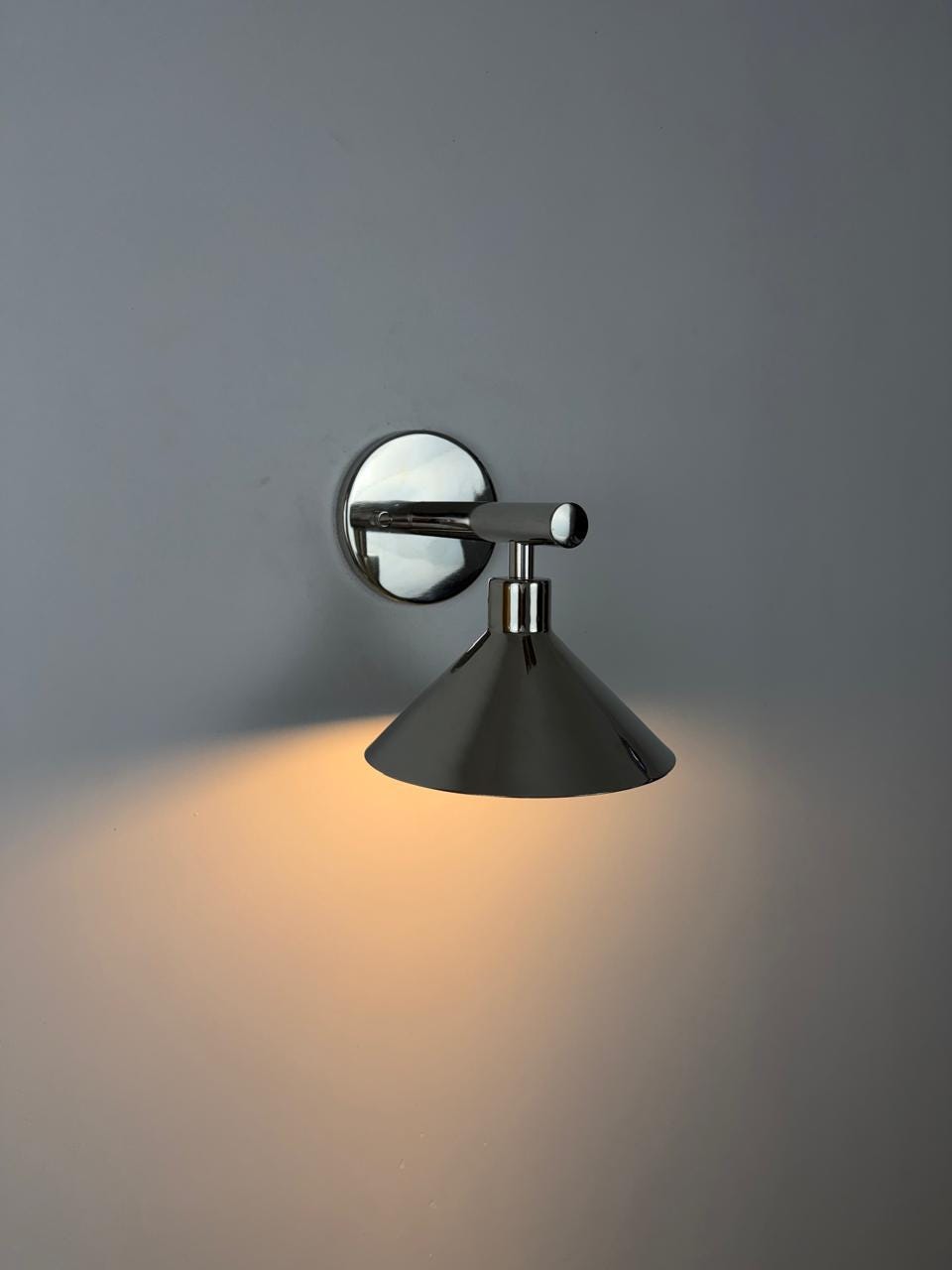 Modern Brass Wall Light | Artisan Cone Shade | Contemporary Decorative Sconce