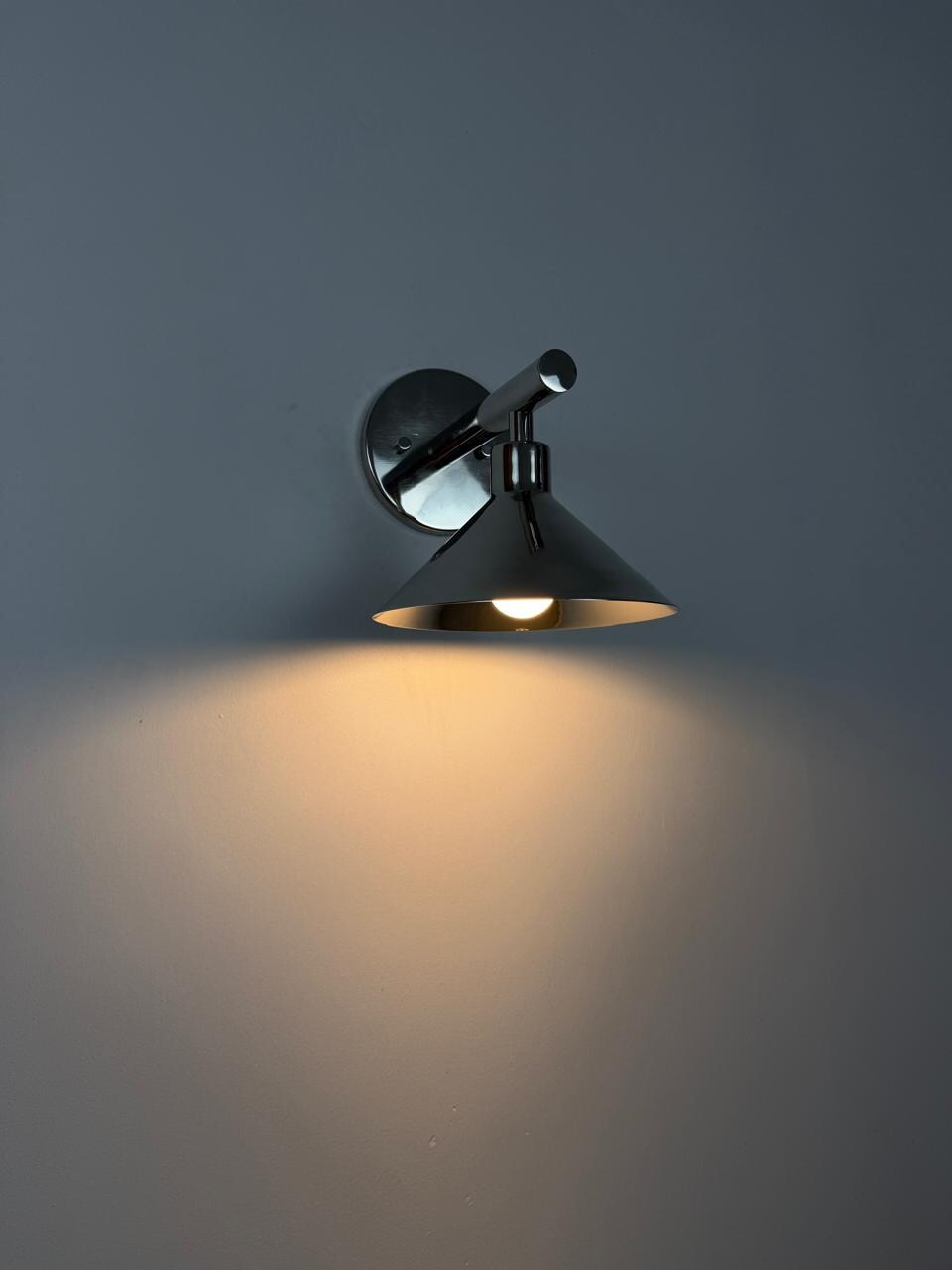 Modern Brass Wall Light | Artisan Cone Shade | Contemporary Decorative Sconce