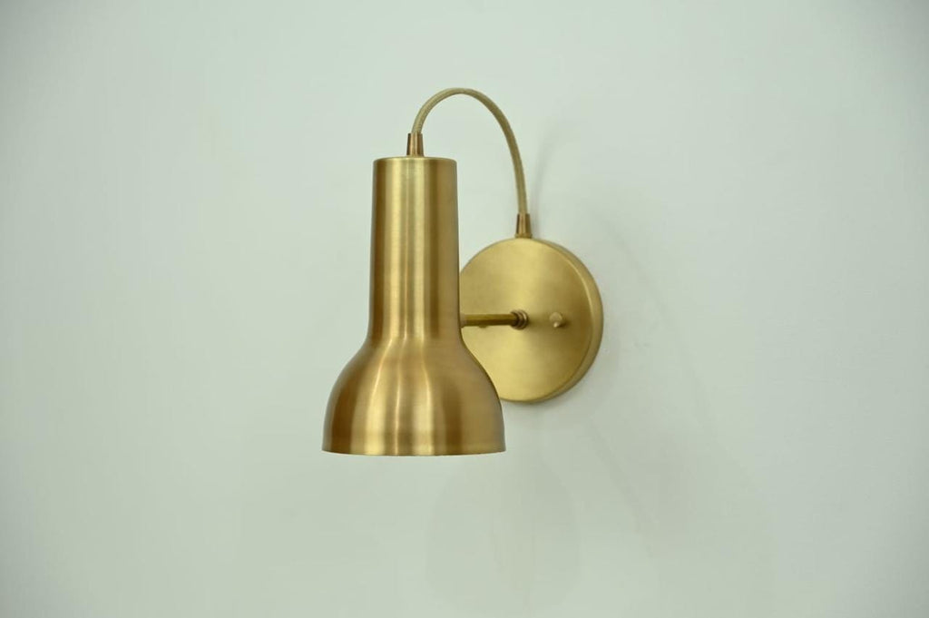 Handcrafted Brass Gooseneck Wall Sconce | Adjustable Mid-Century Wall Lamp | Reading Light