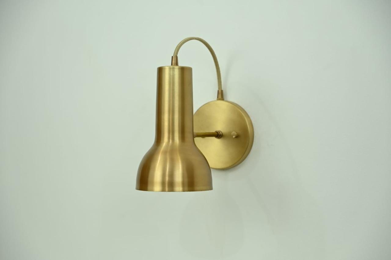 Handcrafted Brass Gooseneck Wall Sconce | Adjustable Mid-Century Wall Lamp | Reading Light