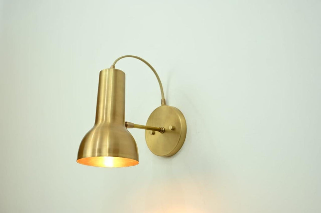 Handcrafted Brass Gooseneck Wall Sconce | Adjustable Mid-Century Wall Lamp | Reading Light