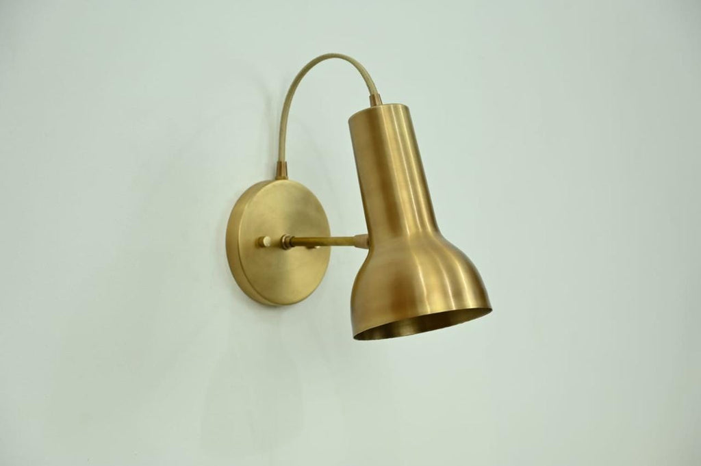 Handcrafted Brass Gooseneck Wall Sconce | Adjustable Mid-Century Wall Lamp | Reading Light