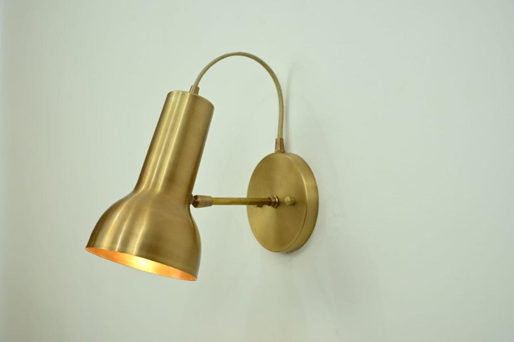 Handcrafted Brass Gooseneck Wall Sconce | Adjustable Mid-Century Wall Lamp | Reading Light